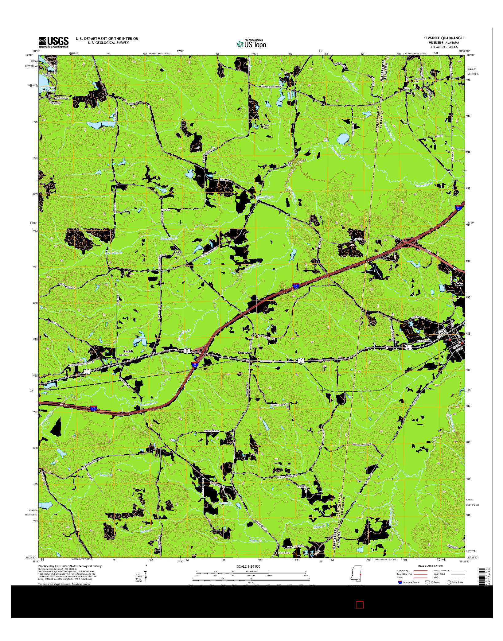 USGS US TOPO 7.5-MINUTE MAP FOR KEWANEE, MS-AL 2015