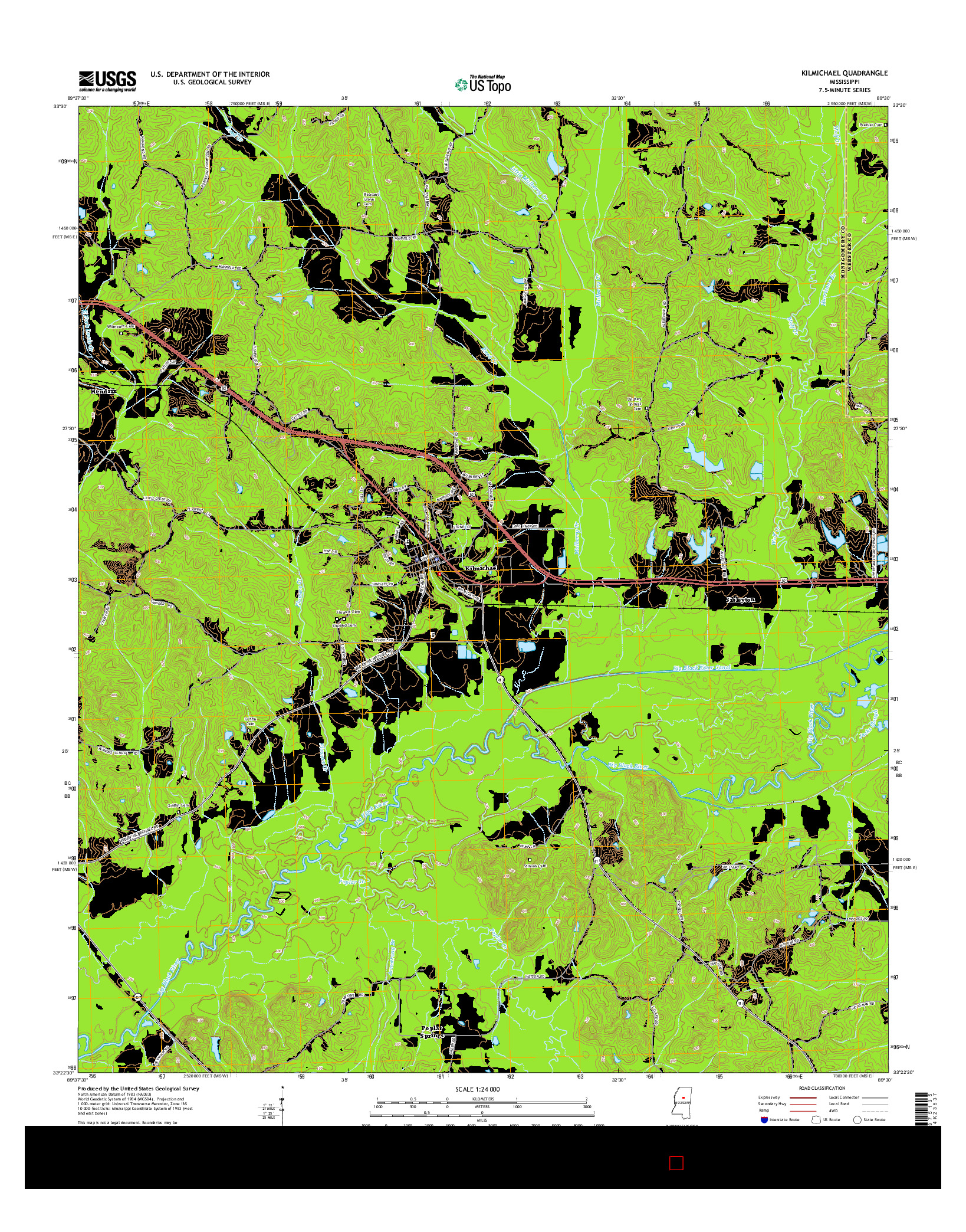 USGS US TOPO 7.5-MINUTE MAP FOR KILMICHAEL, MS 2015