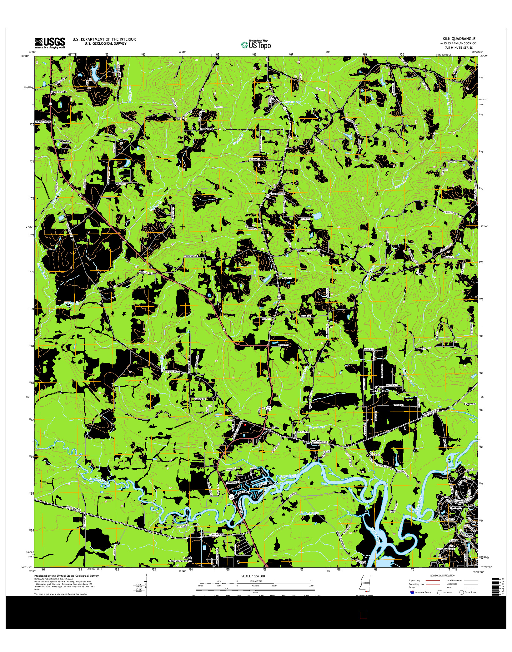 USGS US TOPO 7.5-MINUTE MAP FOR KILN, MS 2015