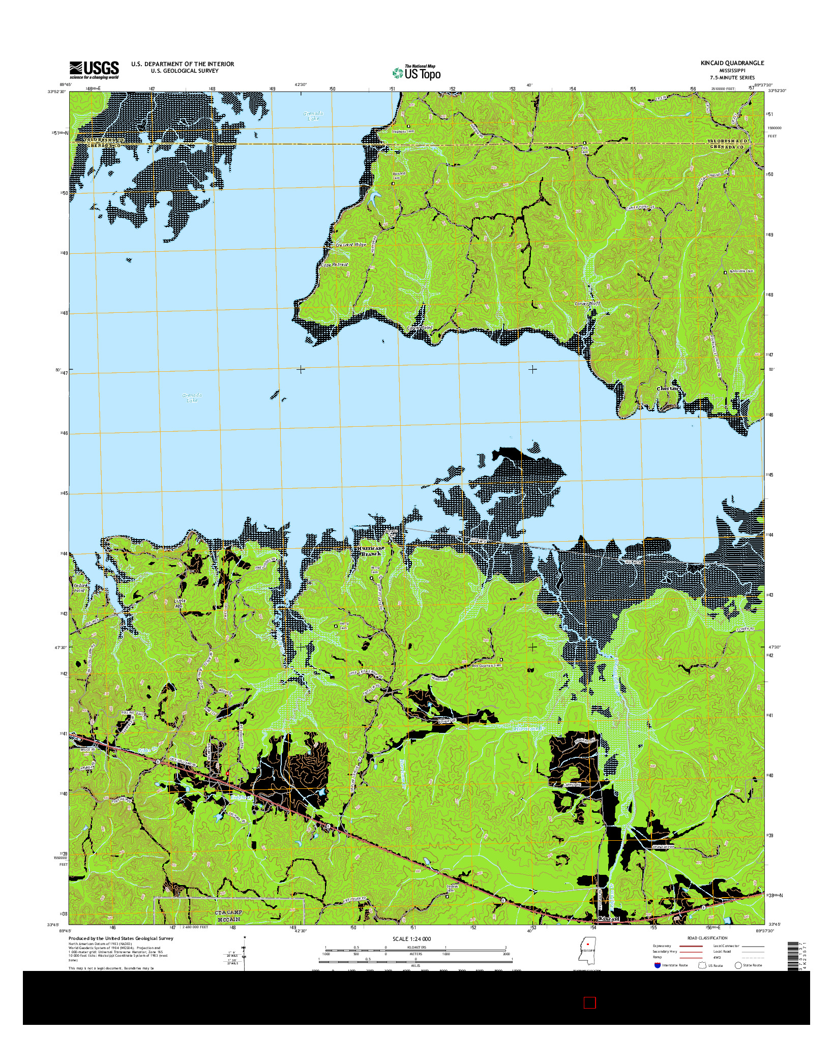 USGS US TOPO 7.5-MINUTE MAP FOR KINCAID, MS 2015