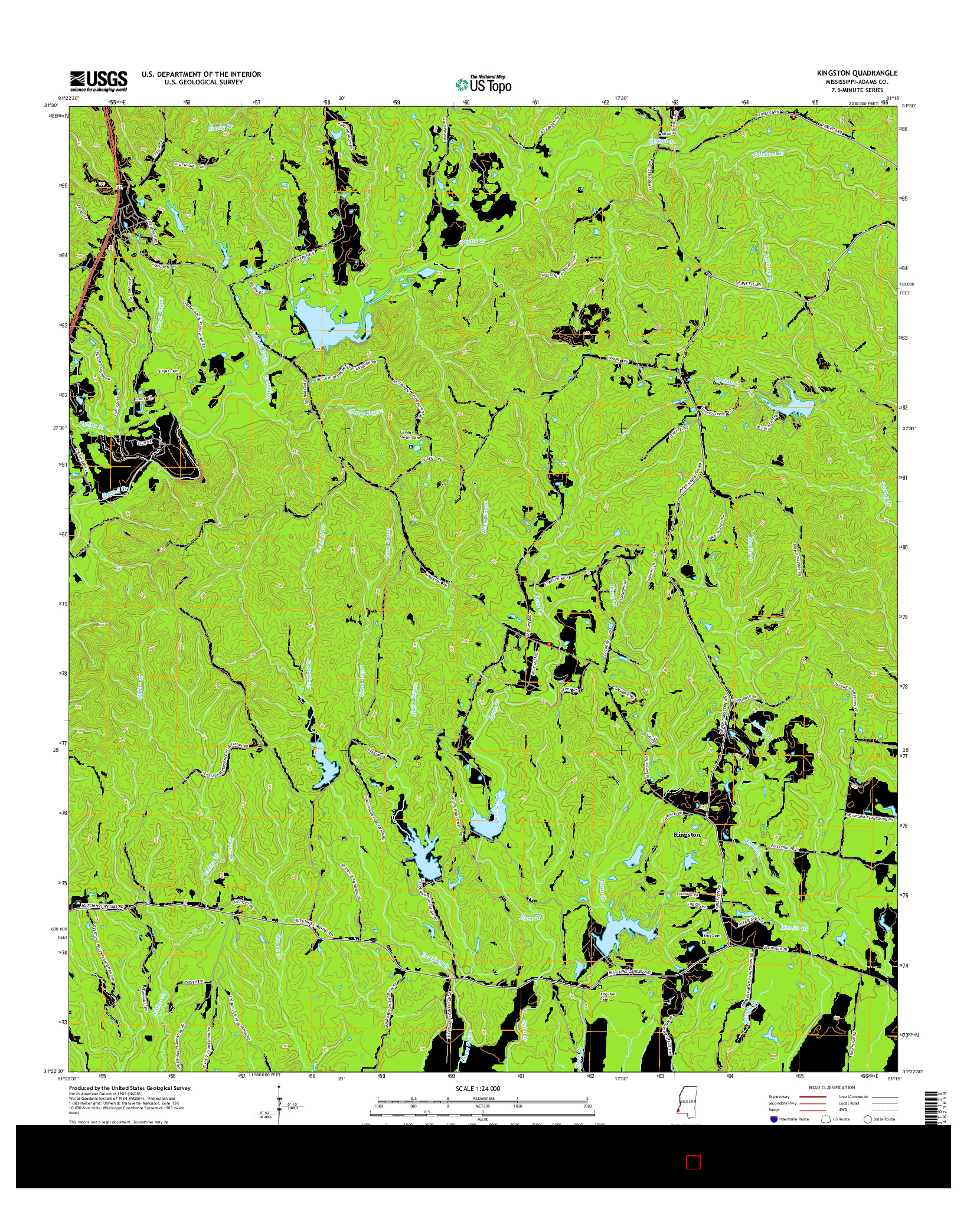 USGS US TOPO 7.5-MINUTE MAP FOR KINGSTON, MS 2015