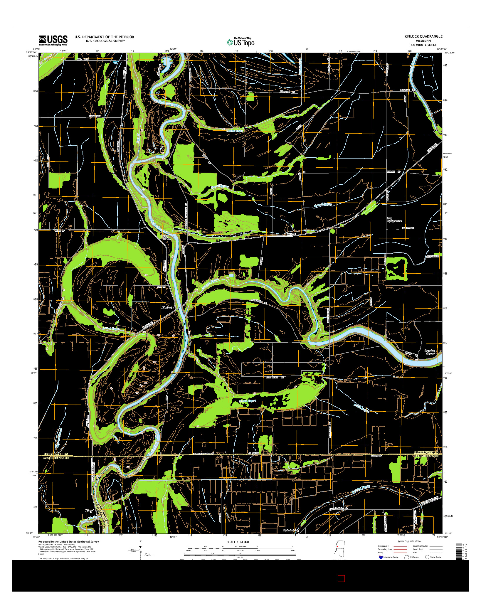 USGS US TOPO 7.5-MINUTE MAP FOR KINLOCK, MS 2015