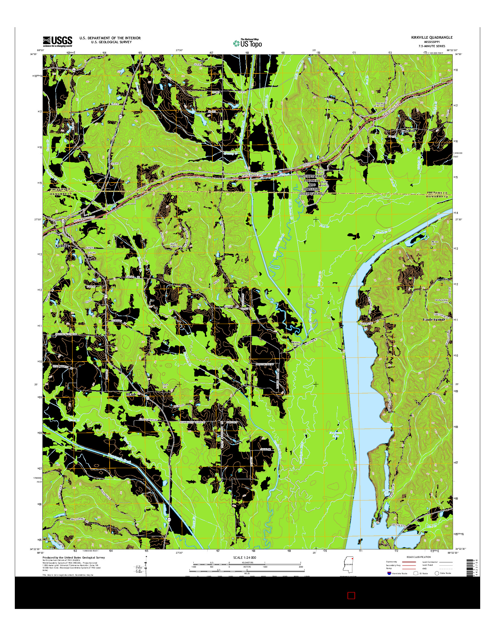 USGS US TOPO 7.5-MINUTE MAP FOR KIRKVILLE, MS 2015
