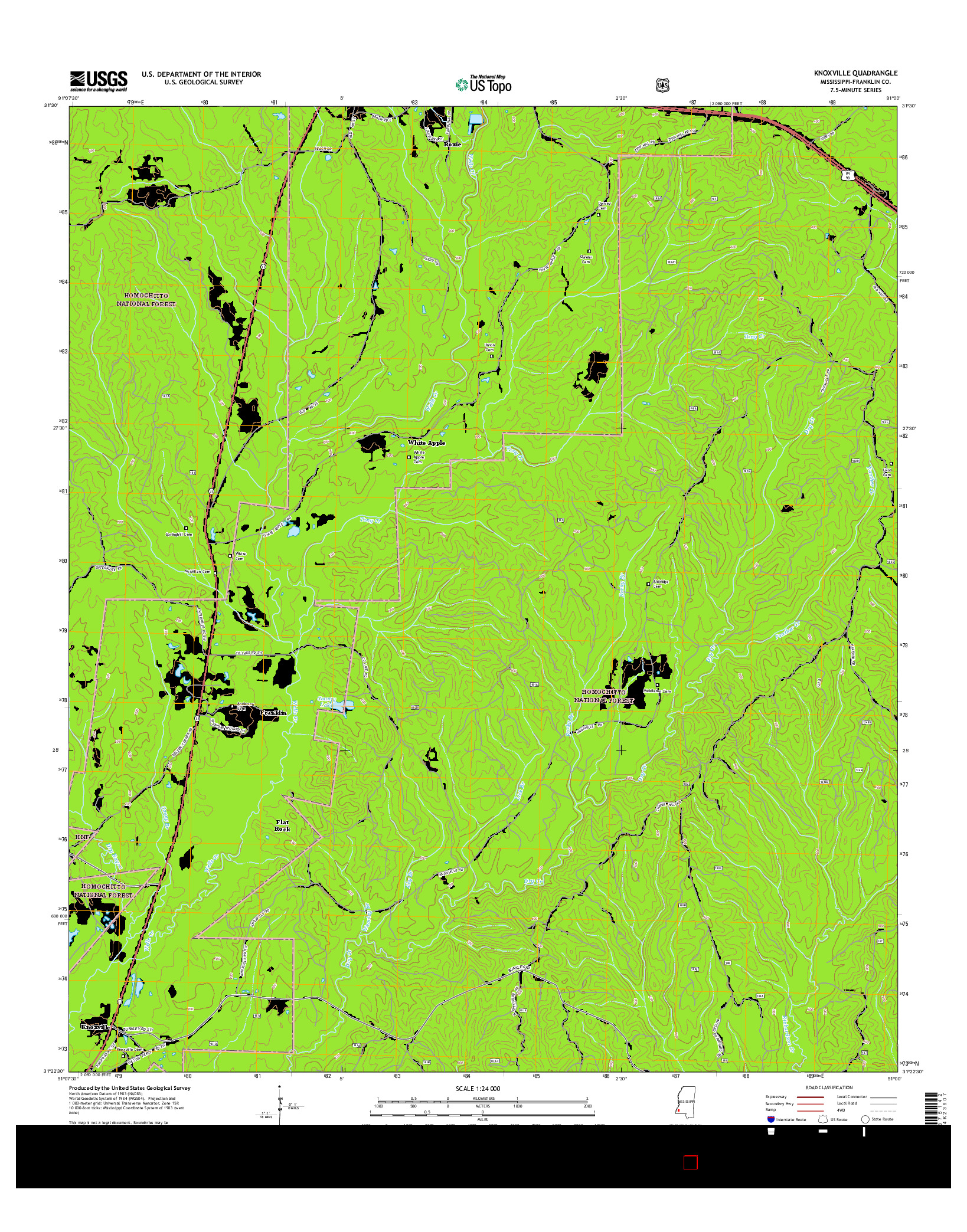 USGS US TOPO 7.5-MINUTE MAP FOR KNOXVILLE, MS 2015