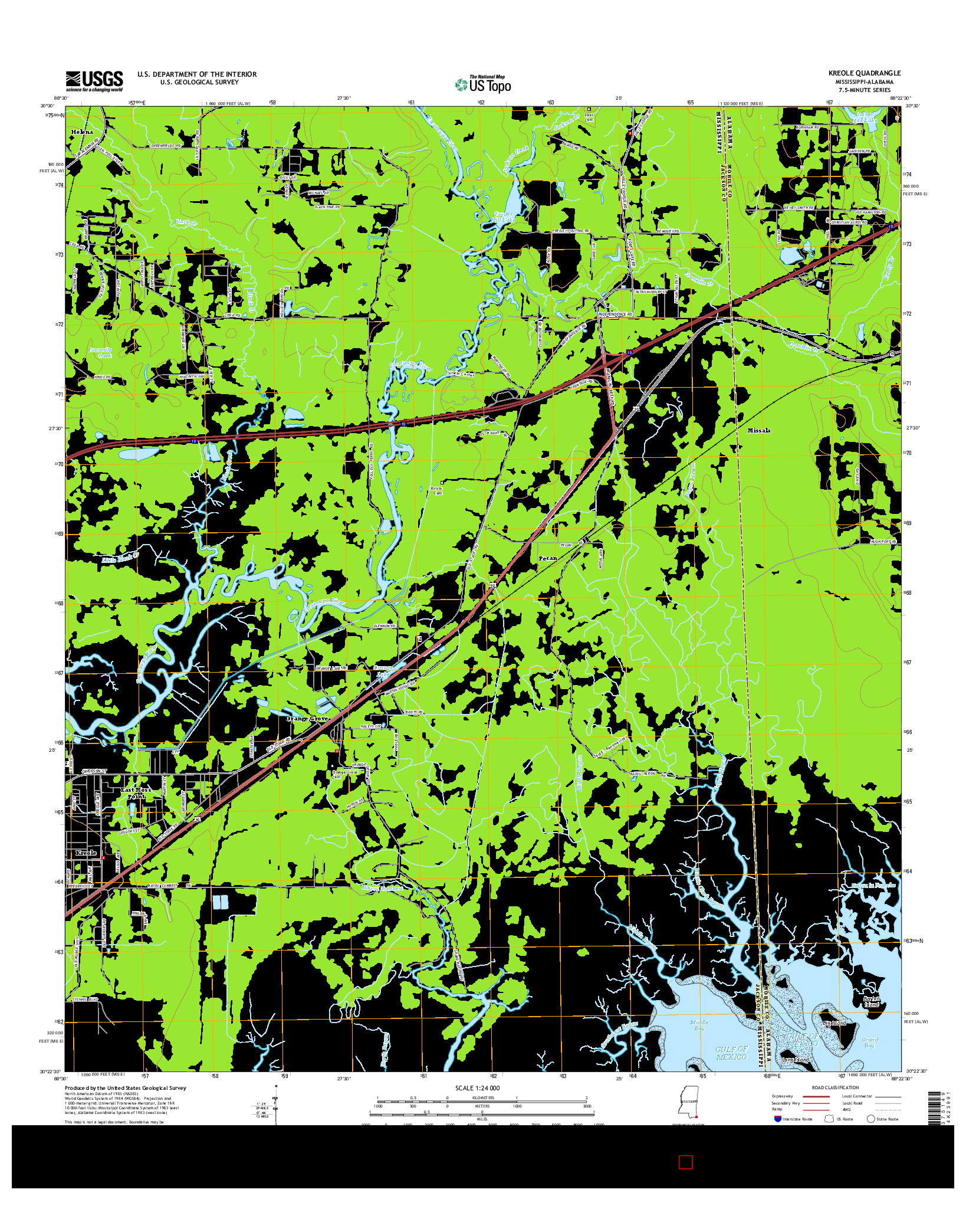 USGS US TOPO 7.5-MINUTE MAP FOR KREOLE, MS-AL 2015