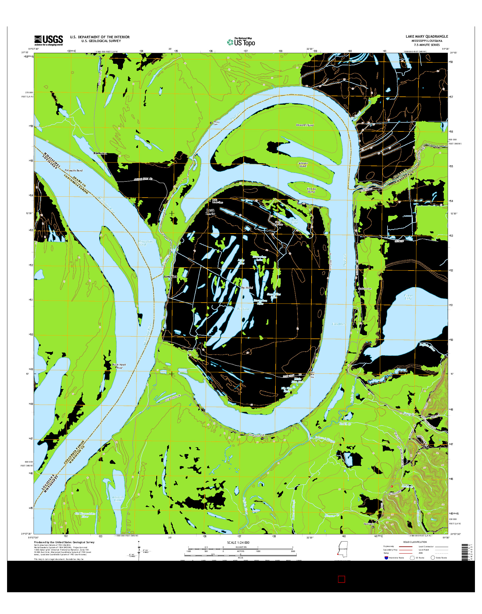 USGS US TOPO 7.5-MINUTE MAP FOR LAKE MARY, MS-LA 2015