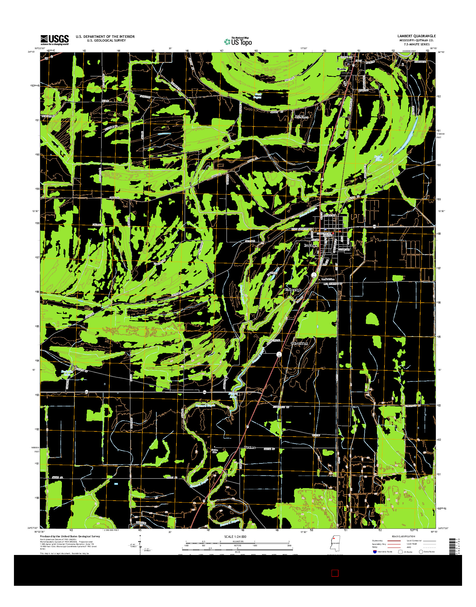 USGS US TOPO 7.5-MINUTE MAP FOR LAMBERT, MS 2015