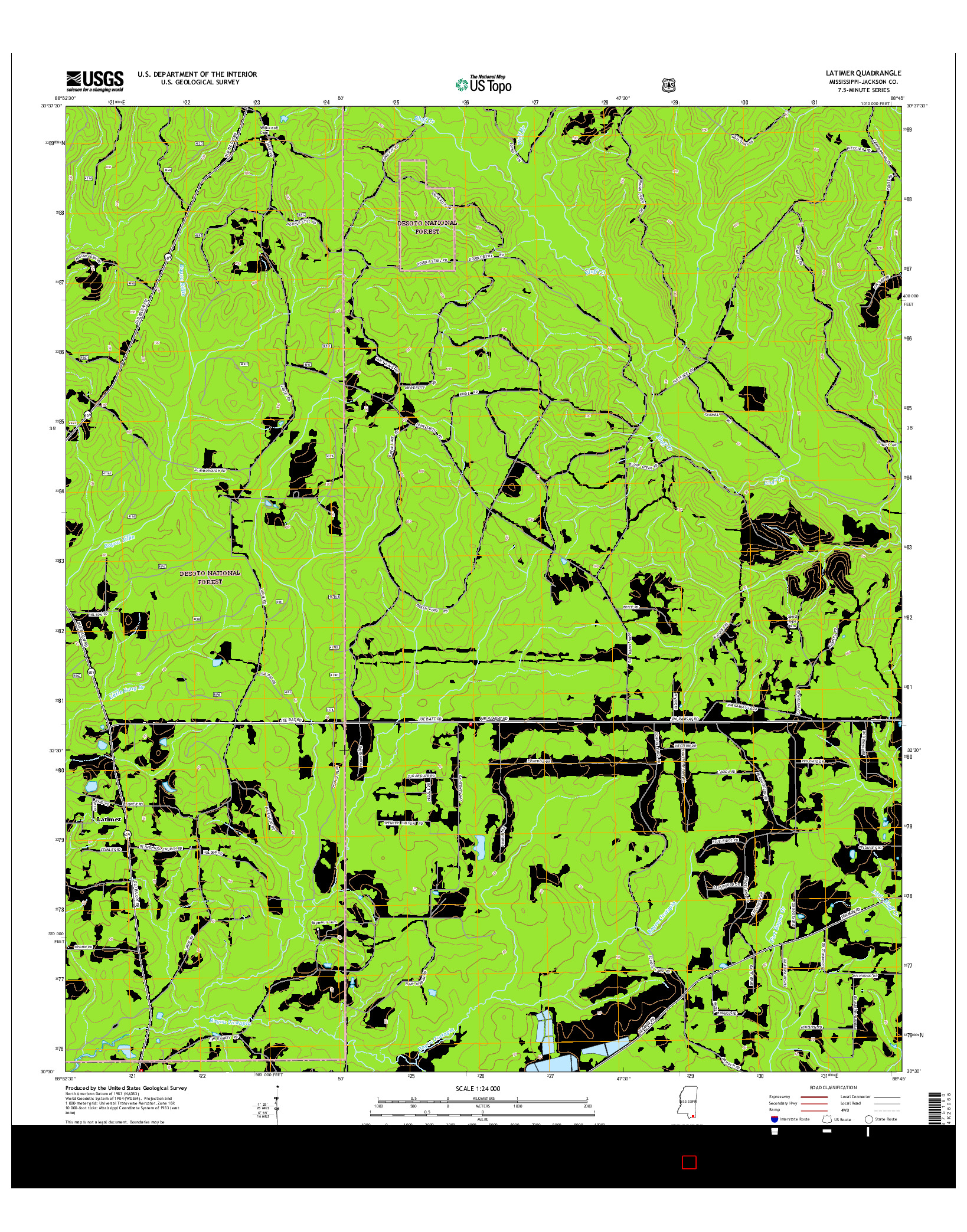 USGS US TOPO 7.5-MINUTE MAP FOR LATIMER, MS 2015