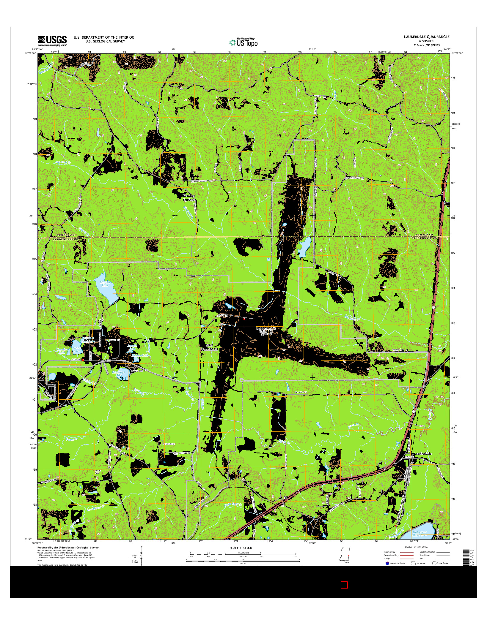 USGS US TOPO 7.5-MINUTE MAP FOR LAUDERDALE, MS 2015