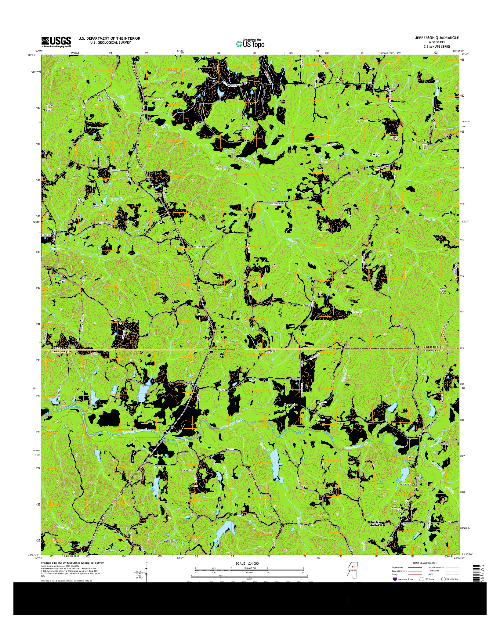 USGS US TOPO 7.5-MINUTE MAP FOR JEFFERSON, MS 2015