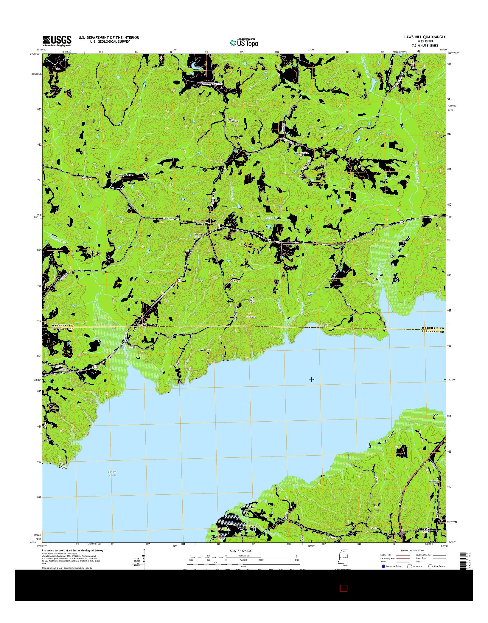 USGS US TOPO 7.5-MINUTE MAP FOR LAWS HILL, MS 2015