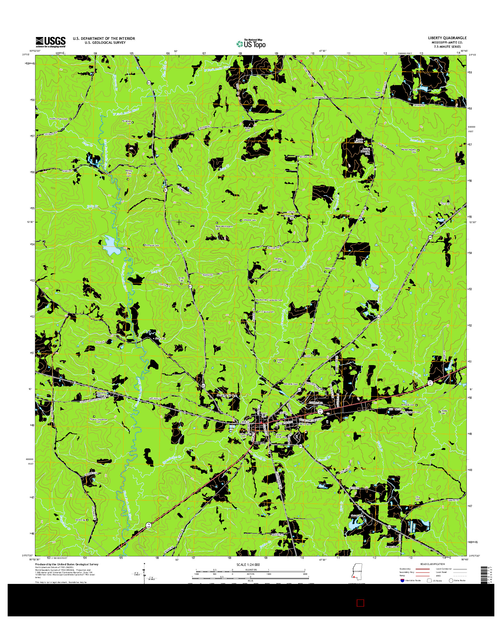 USGS US TOPO 7.5-MINUTE MAP FOR LIBERTY, MS 2015