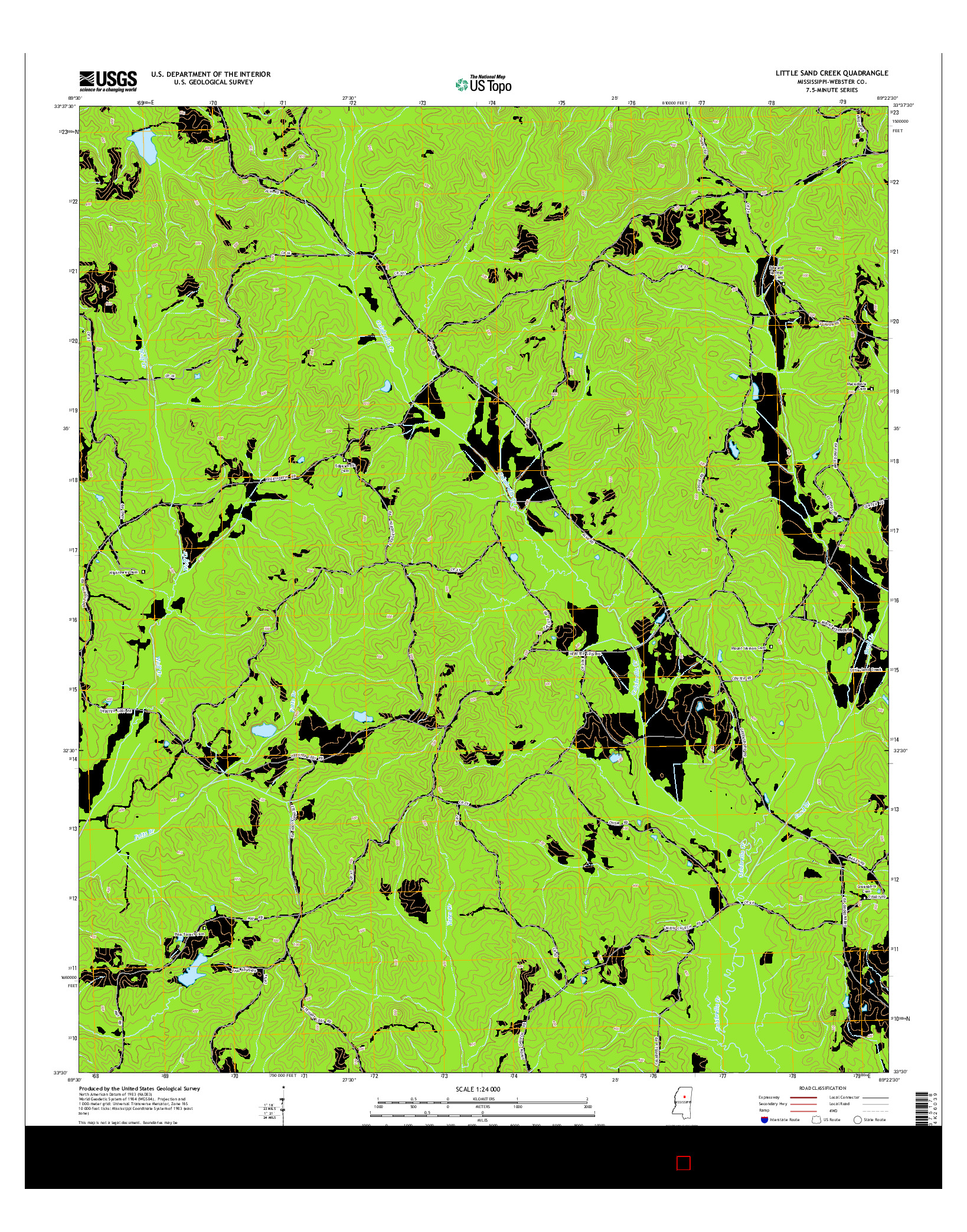 USGS US TOPO 7.5-MINUTE MAP FOR LITTLE SAND CREEK, MS 2015