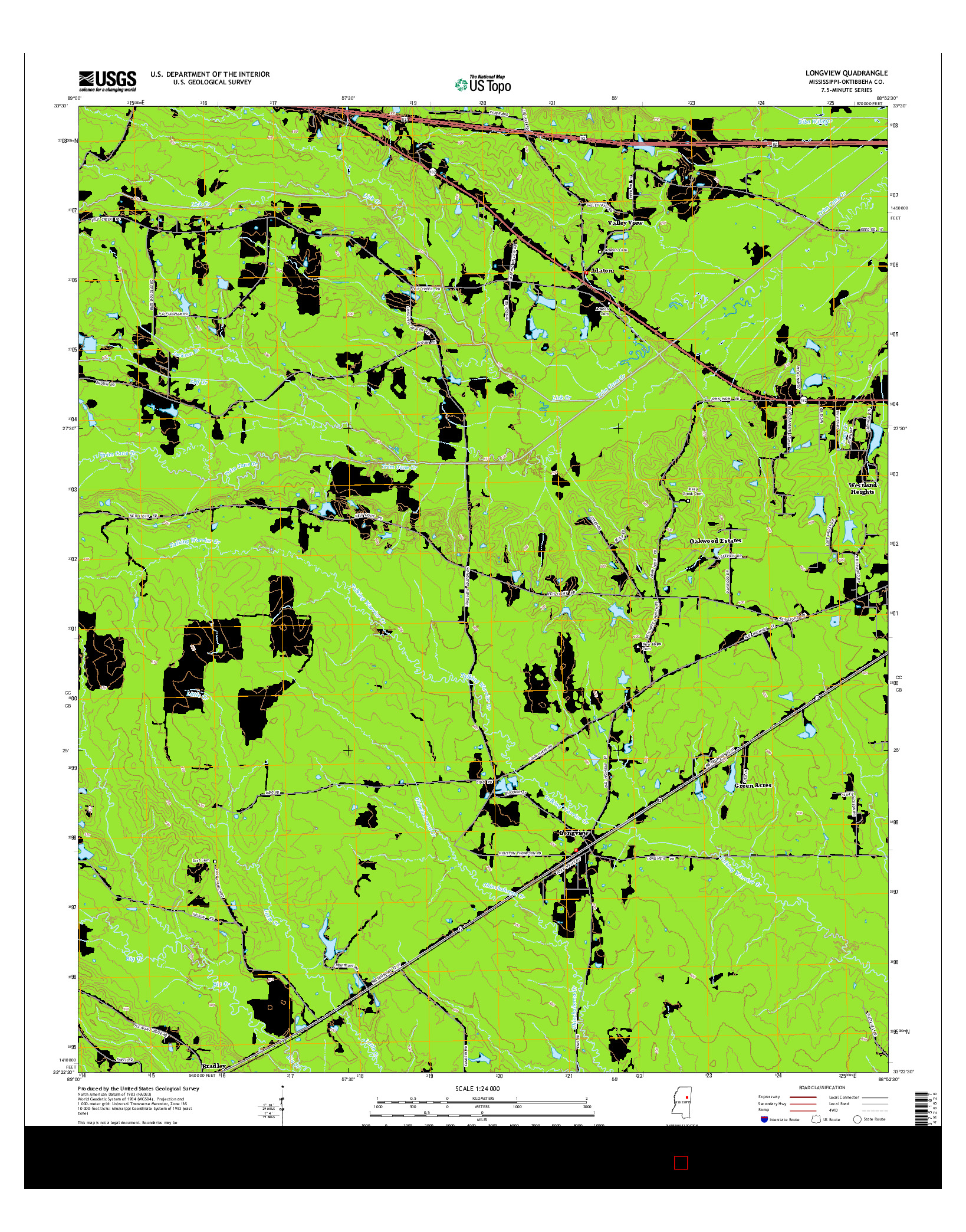 USGS US TOPO 7.5-MINUTE MAP FOR LONGVIEW, MS 2015