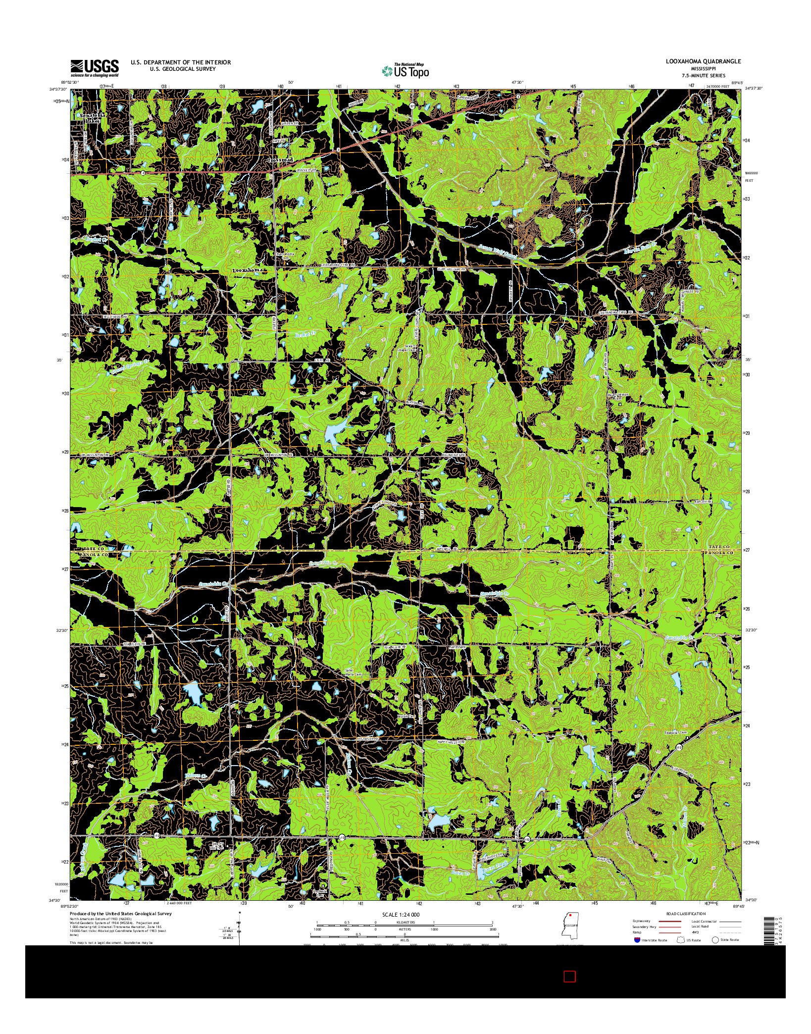 USGS US TOPO 7.5-MINUTE MAP FOR LOOXAHOMA, MS 2015