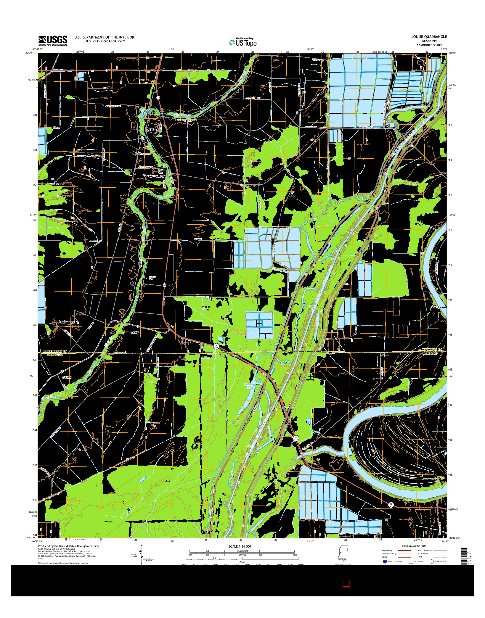 USGS US TOPO 7.5-MINUTE MAP FOR LOUISE, MS 2015