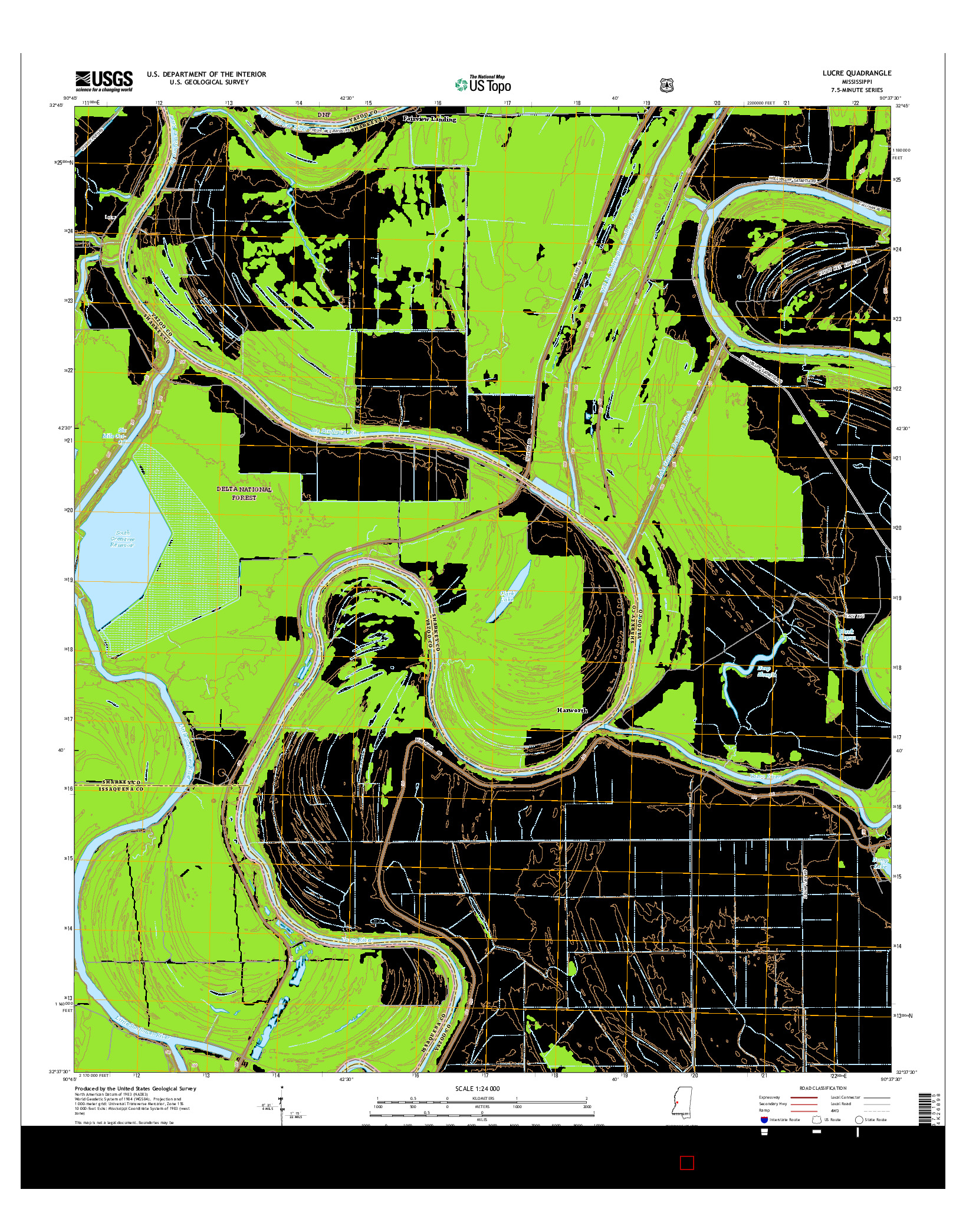 USGS US TOPO 7.5-MINUTE MAP FOR LUCRE, MS 2015