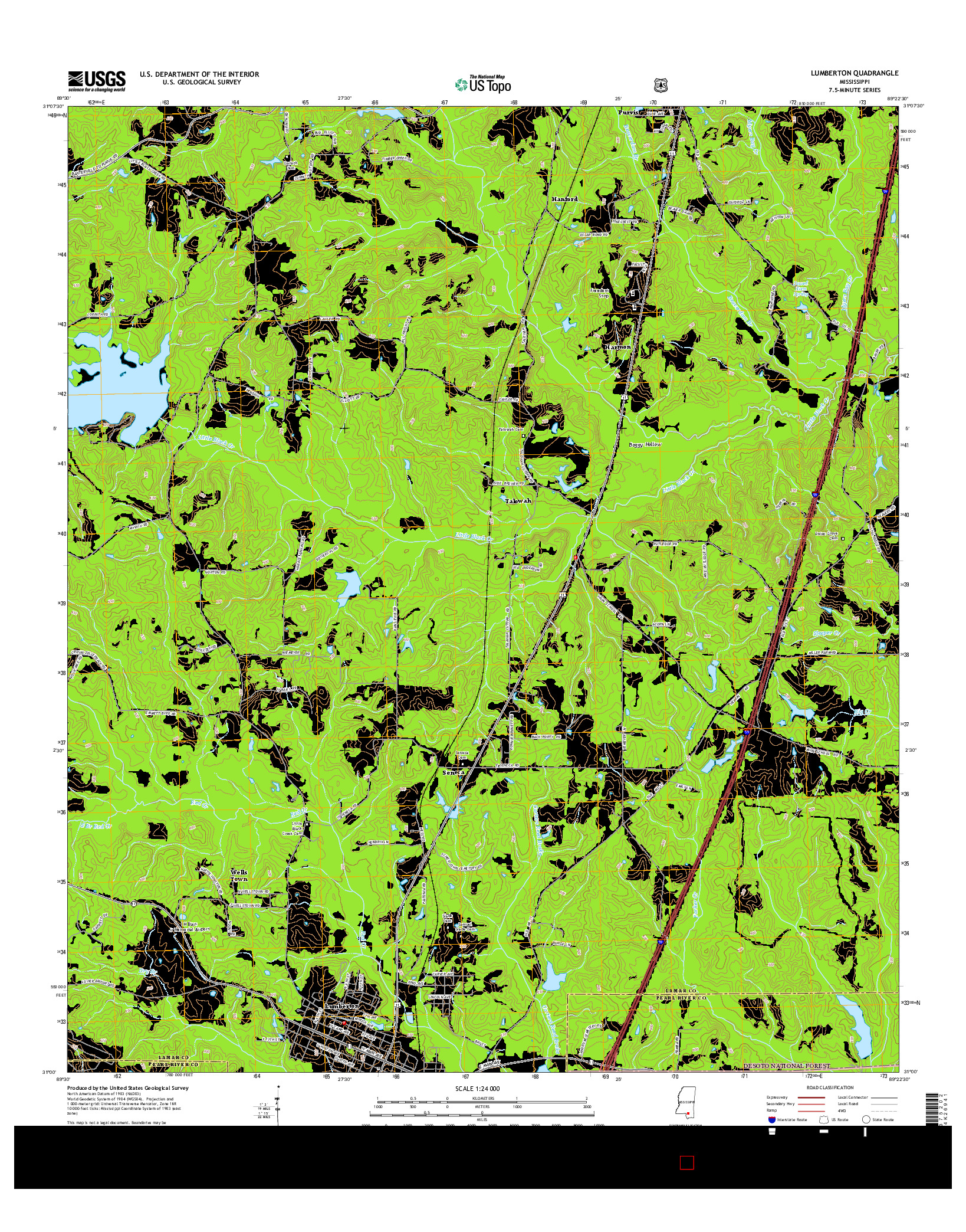 USGS US TOPO 7.5-MINUTE MAP FOR LUMBERTON, MS 2015