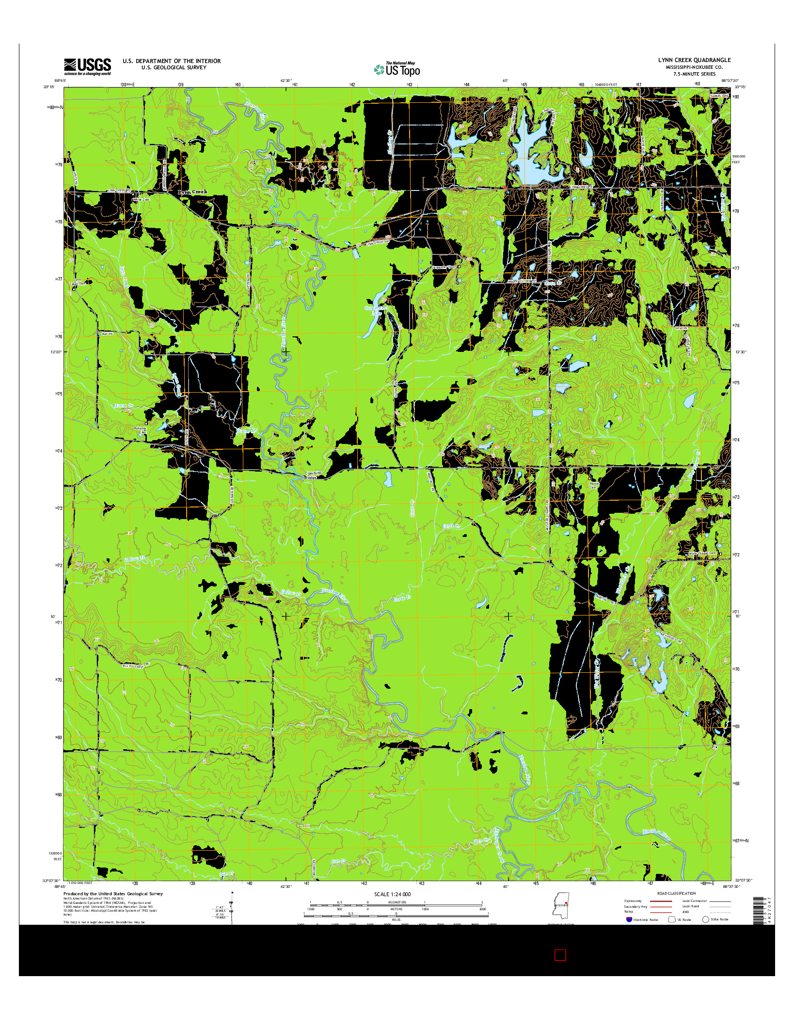 USGS US TOPO 7.5-MINUTE MAP FOR LYNN CREEK, MS 2015