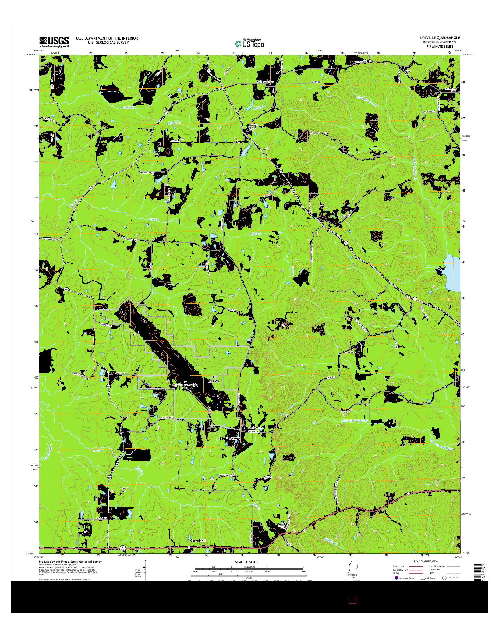 USGS US TOPO 7.5-MINUTE MAP FOR LYNVILLE, MS 2015