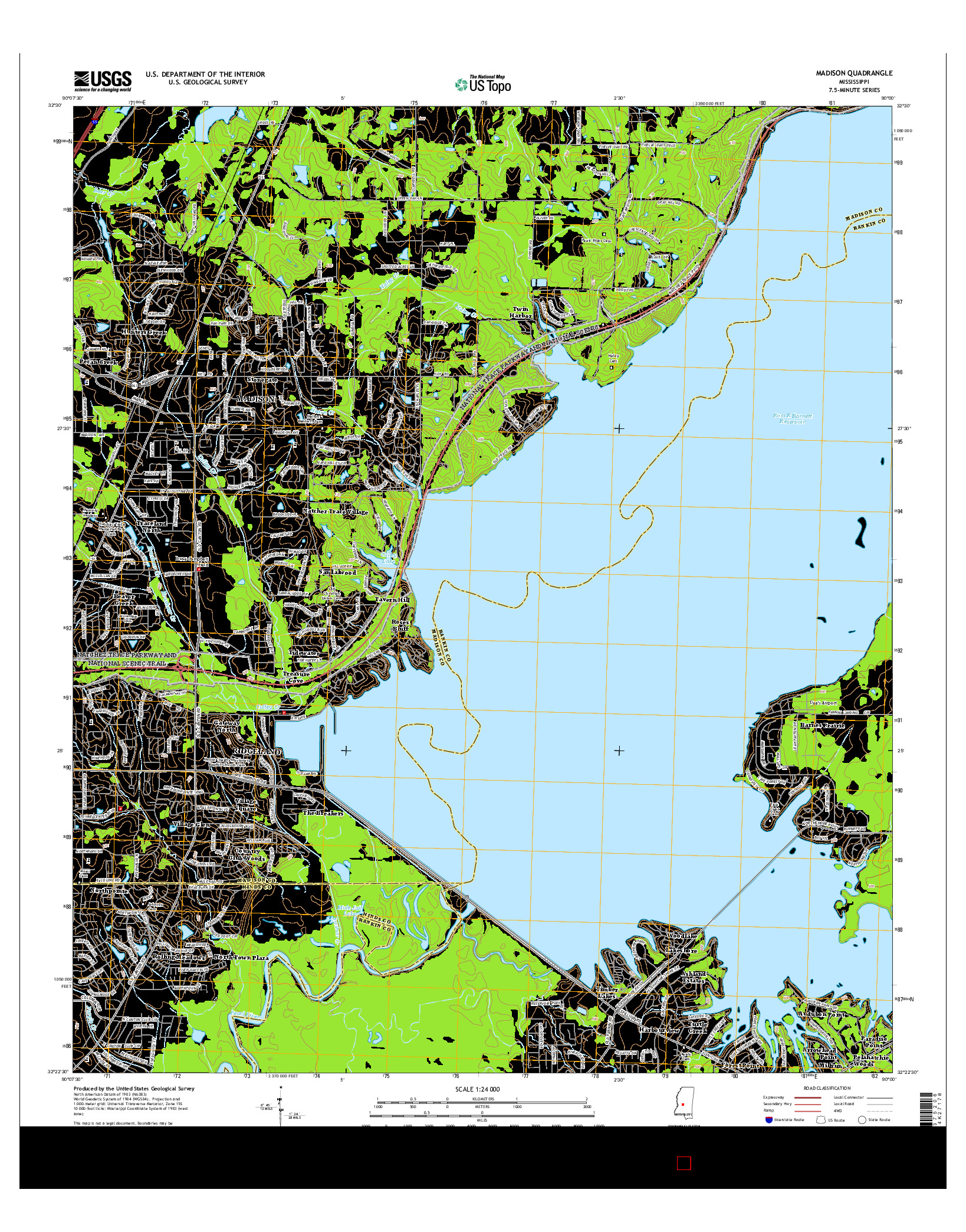 USGS US TOPO 7.5-MINUTE MAP FOR MADISON, MS 2015