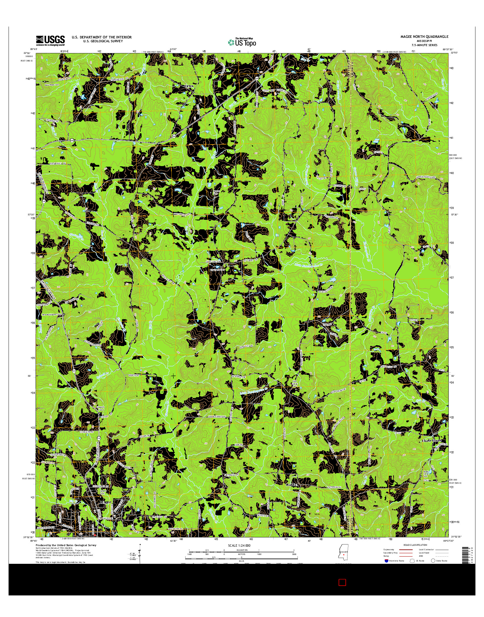 USGS US TOPO 7.5-MINUTE MAP FOR MAGEE NORTH, MS 2015