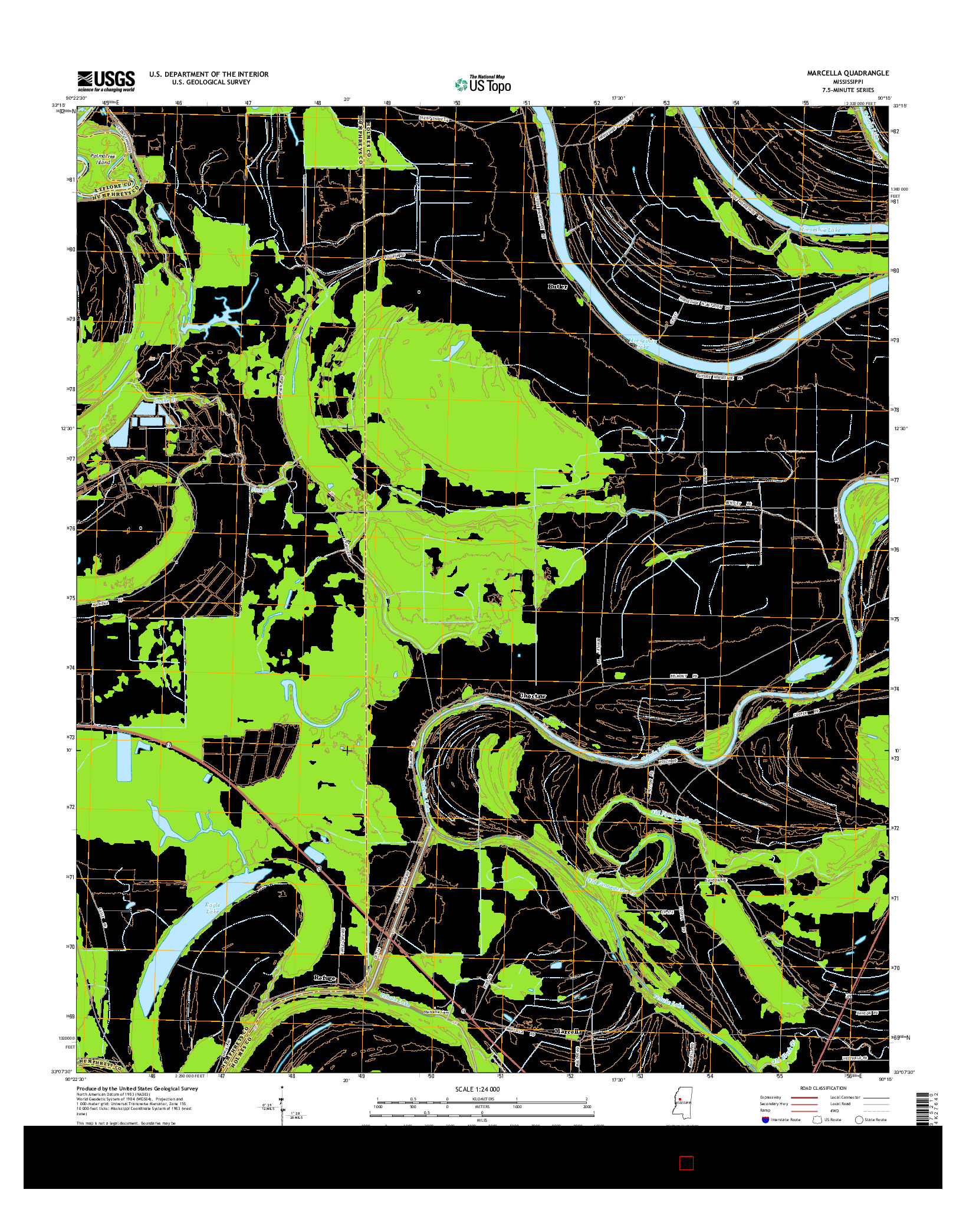 USGS US TOPO 7.5-MINUTE MAP FOR MARCELLA, MS 2015