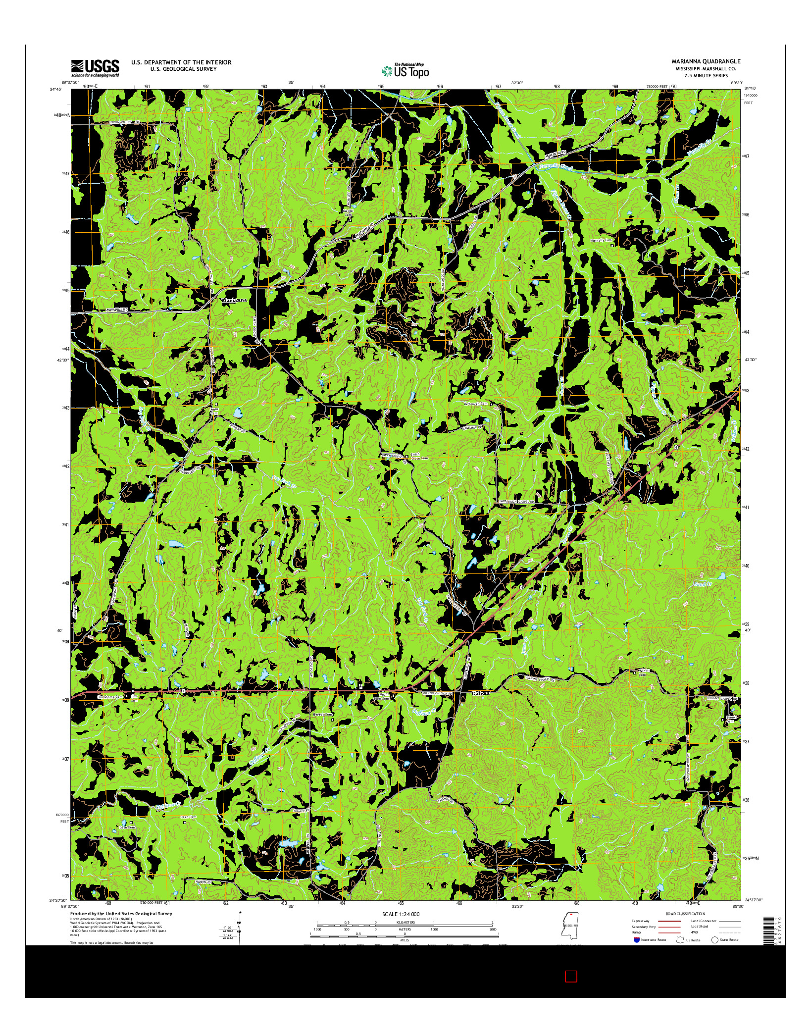 USGS US TOPO 7.5-MINUTE MAP FOR MARIANNA, MS 2015