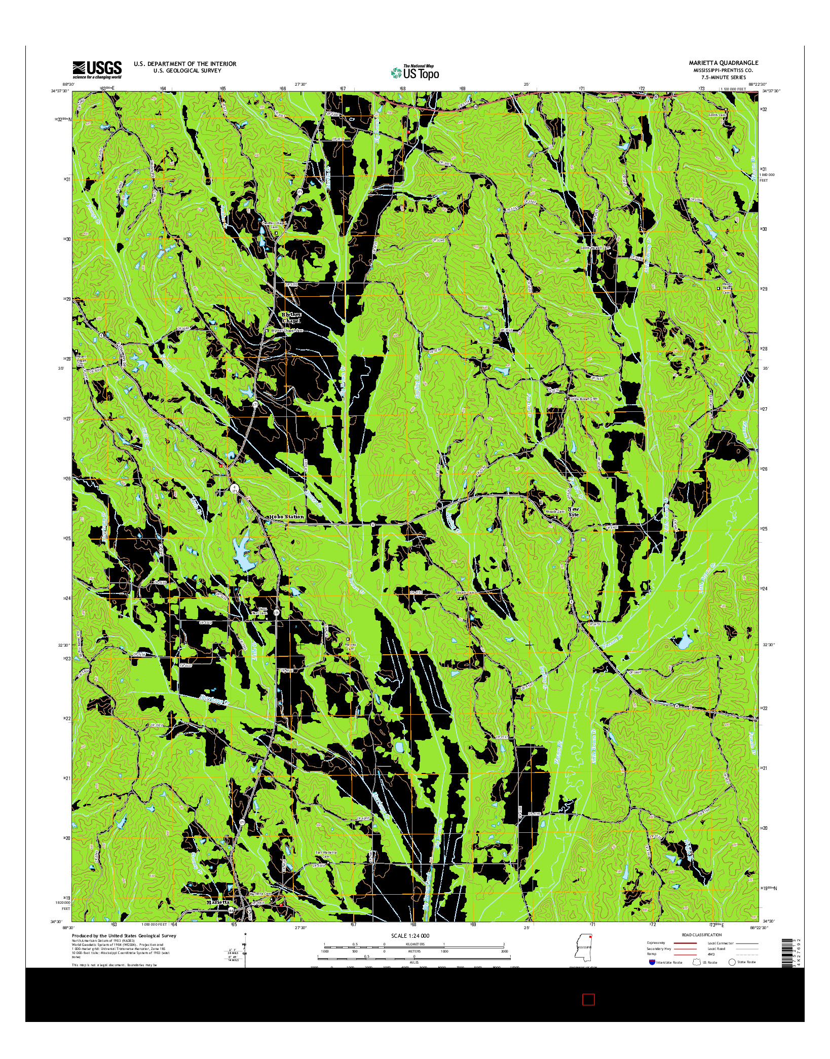 USGS US TOPO 7.5-MINUTE MAP FOR MARIETTA, MS 2015