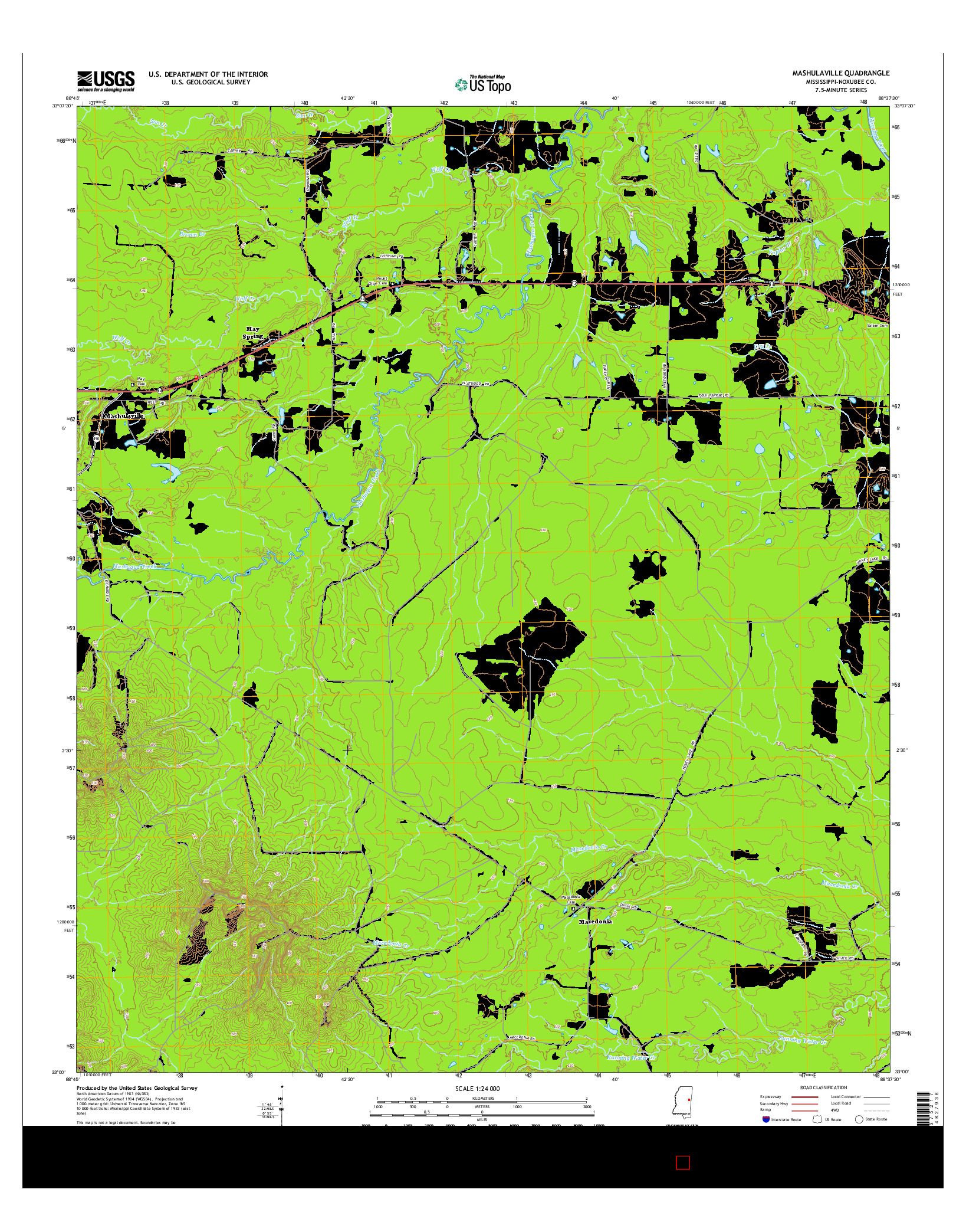 USGS US TOPO 7.5-MINUTE MAP FOR MASHULAVILLE, MS 2015