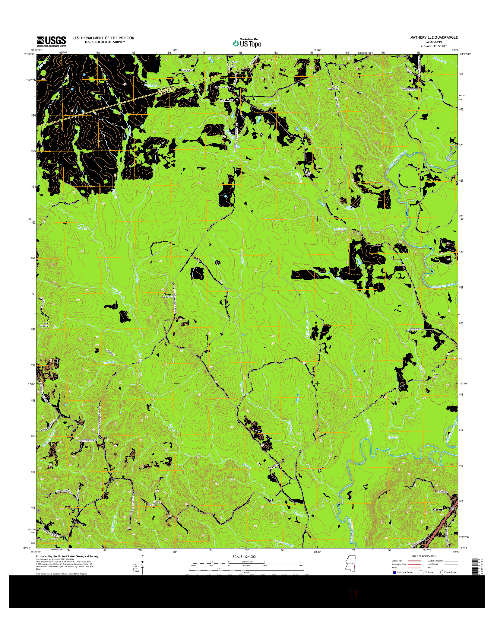 USGS US TOPO 7.5-MINUTE MAP FOR MATHERVILLE, MS 2015