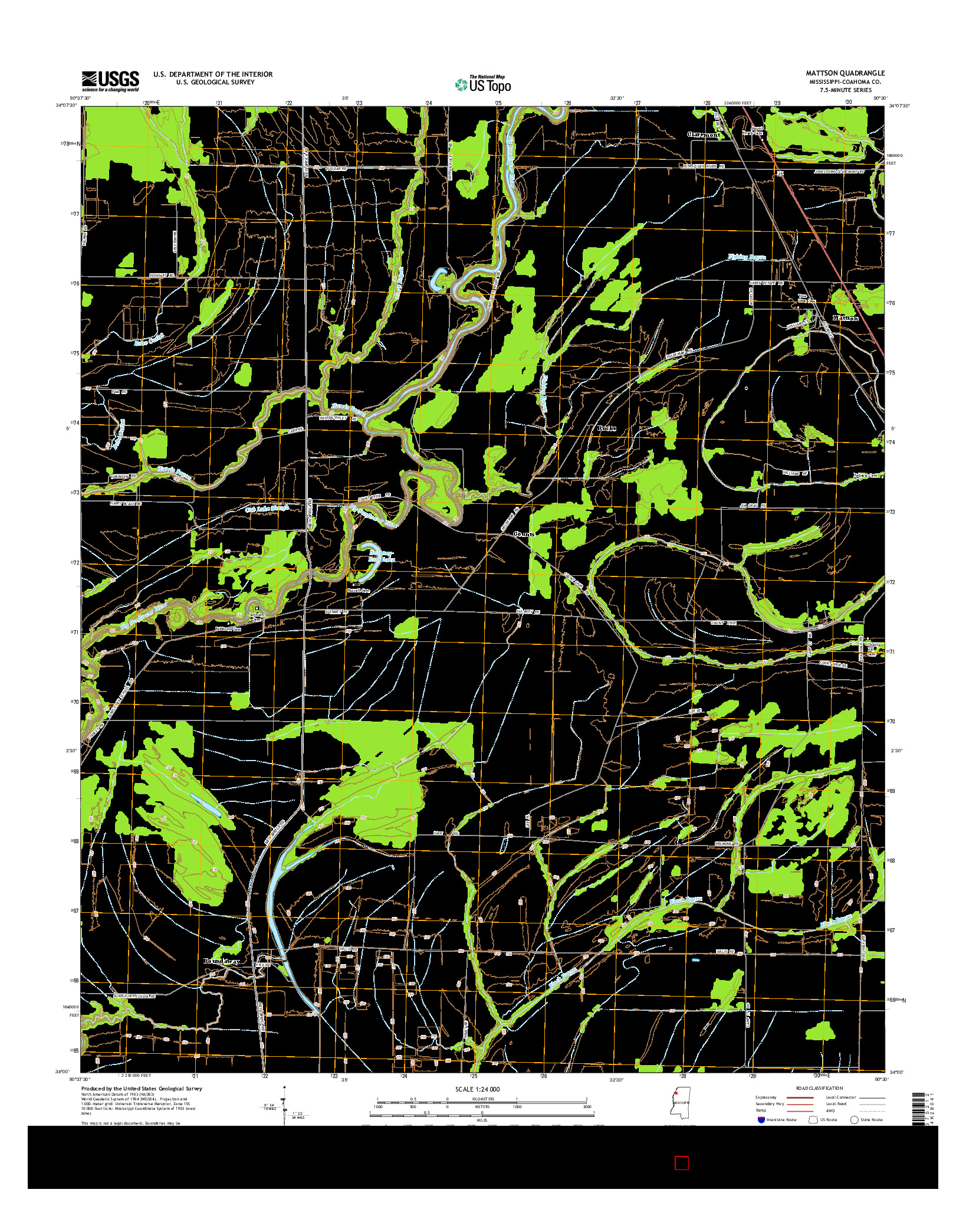 USGS US TOPO 7.5-MINUTE MAP FOR MATTSON, MS 2015