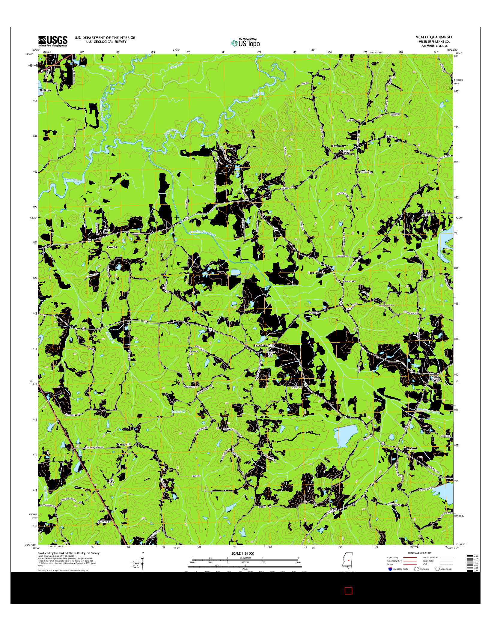 USGS US TOPO 7.5-MINUTE MAP FOR MCAFEE, MS 2015