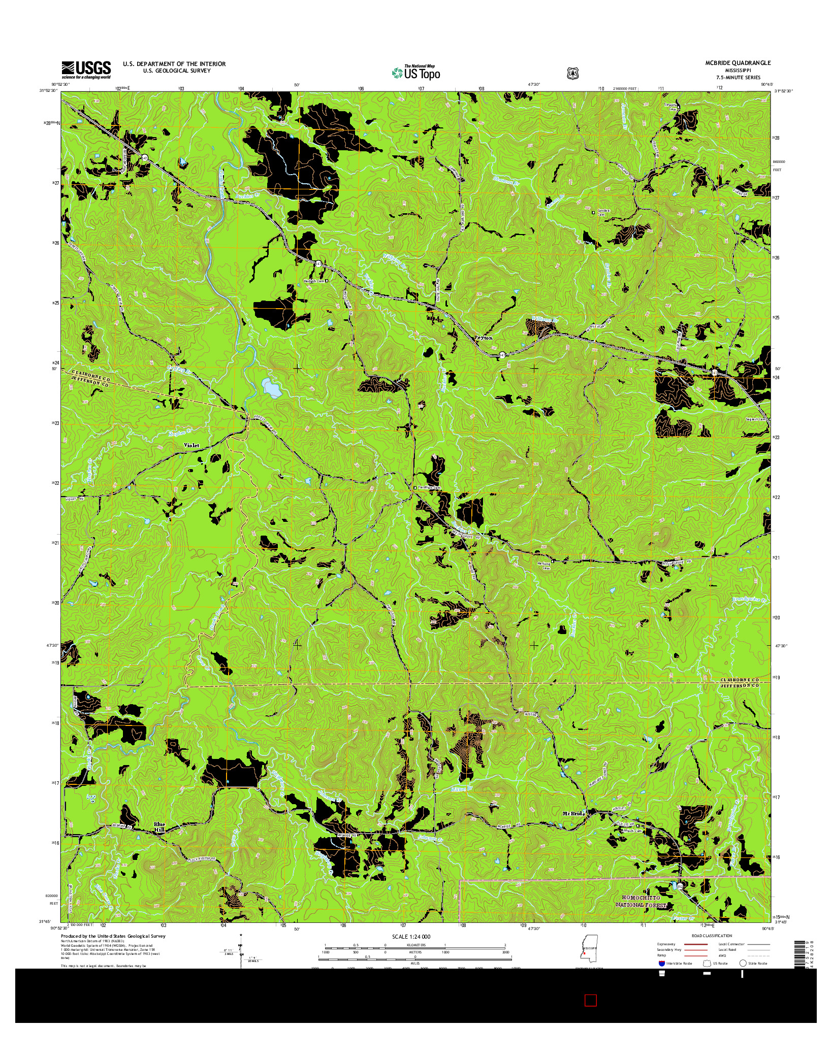 USGS US TOPO 7.5-MINUTE MAP FOR MCBRIDE, MS 2015