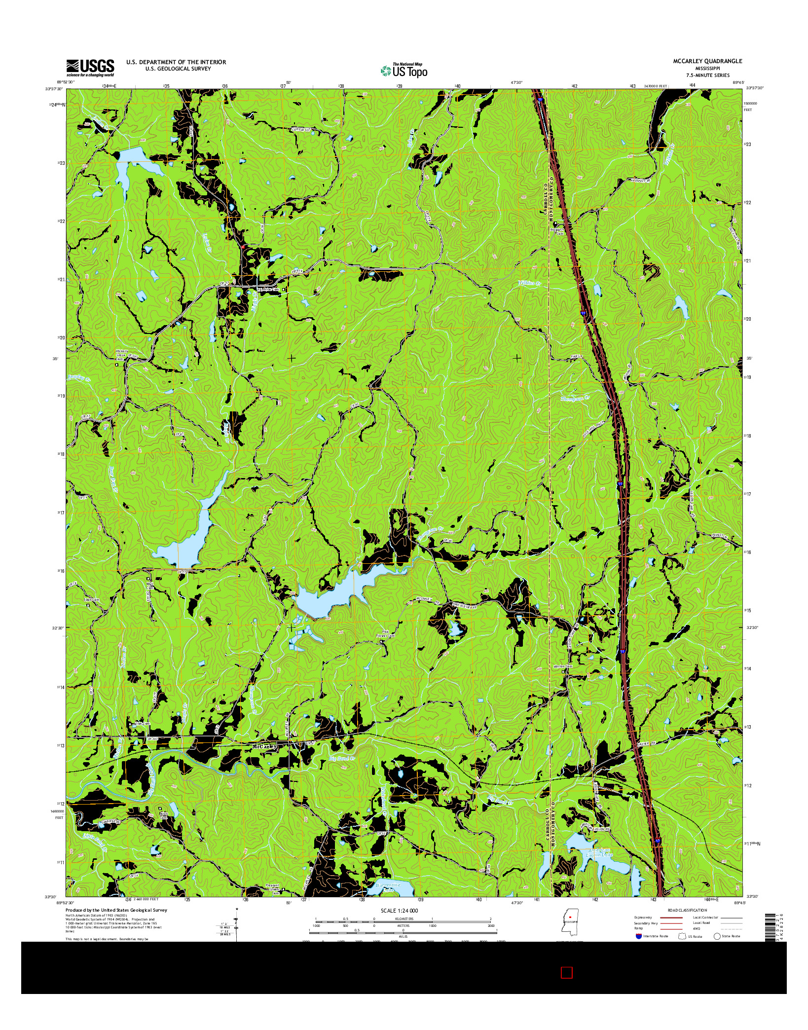 USGS US TOPO 7.5-MINUTE MAP FOR MCCARLEY, MS 2015