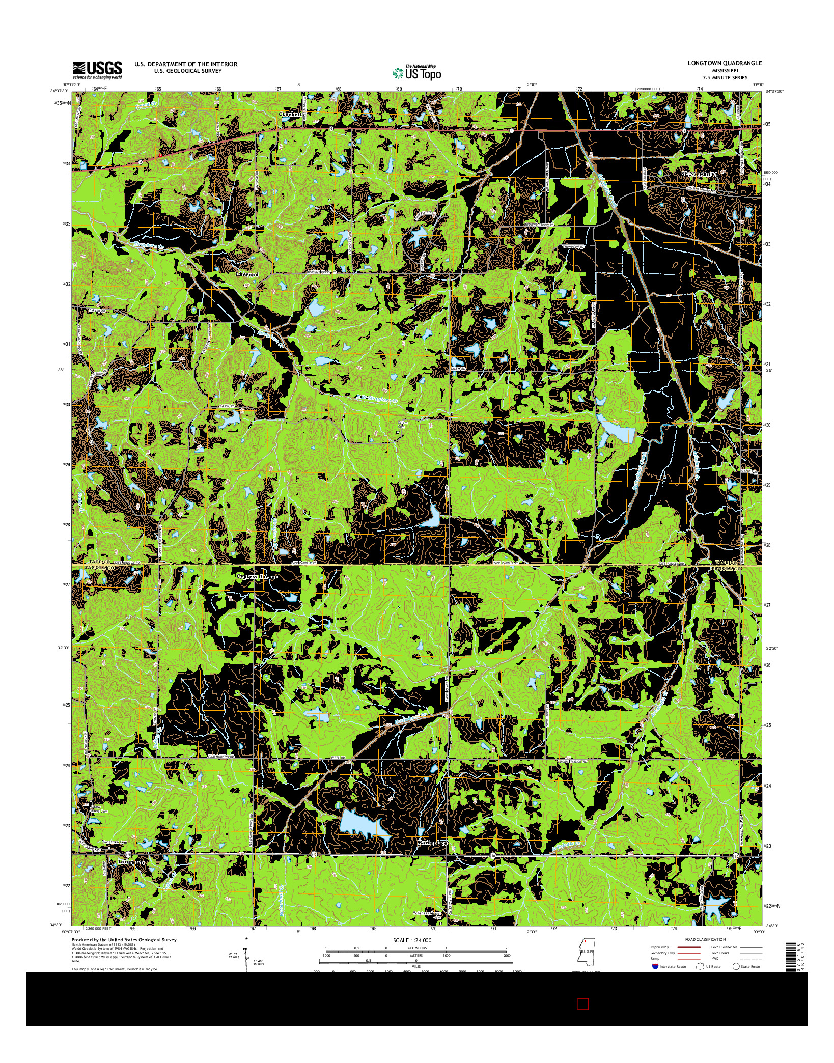 USGS US TOPO 7.5-MINUTE MAP FOR LONGTOWN, MS 2015