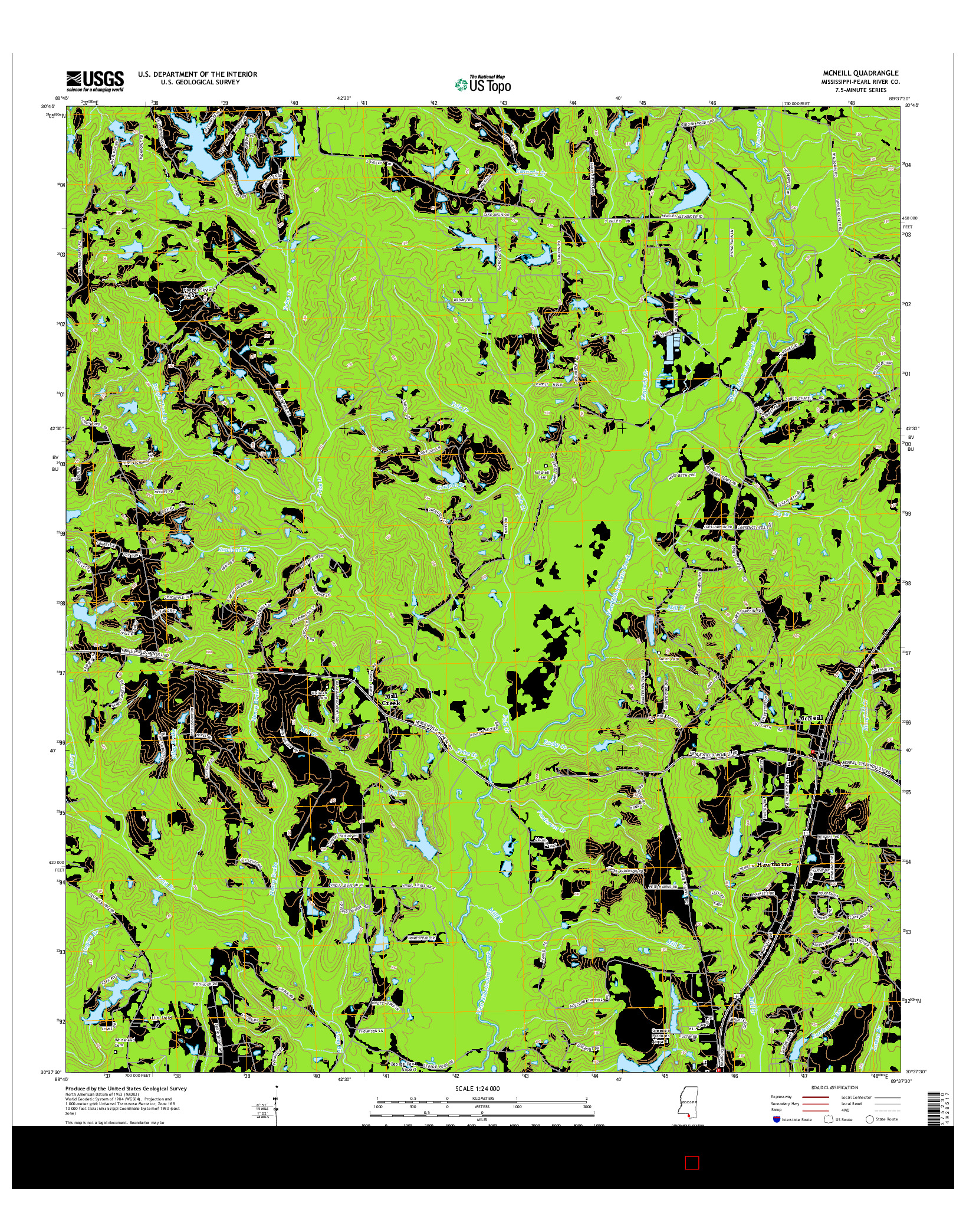 USGS US TOPO 7.5-MINUTE MAP FOR MCNEILL, MS 2015