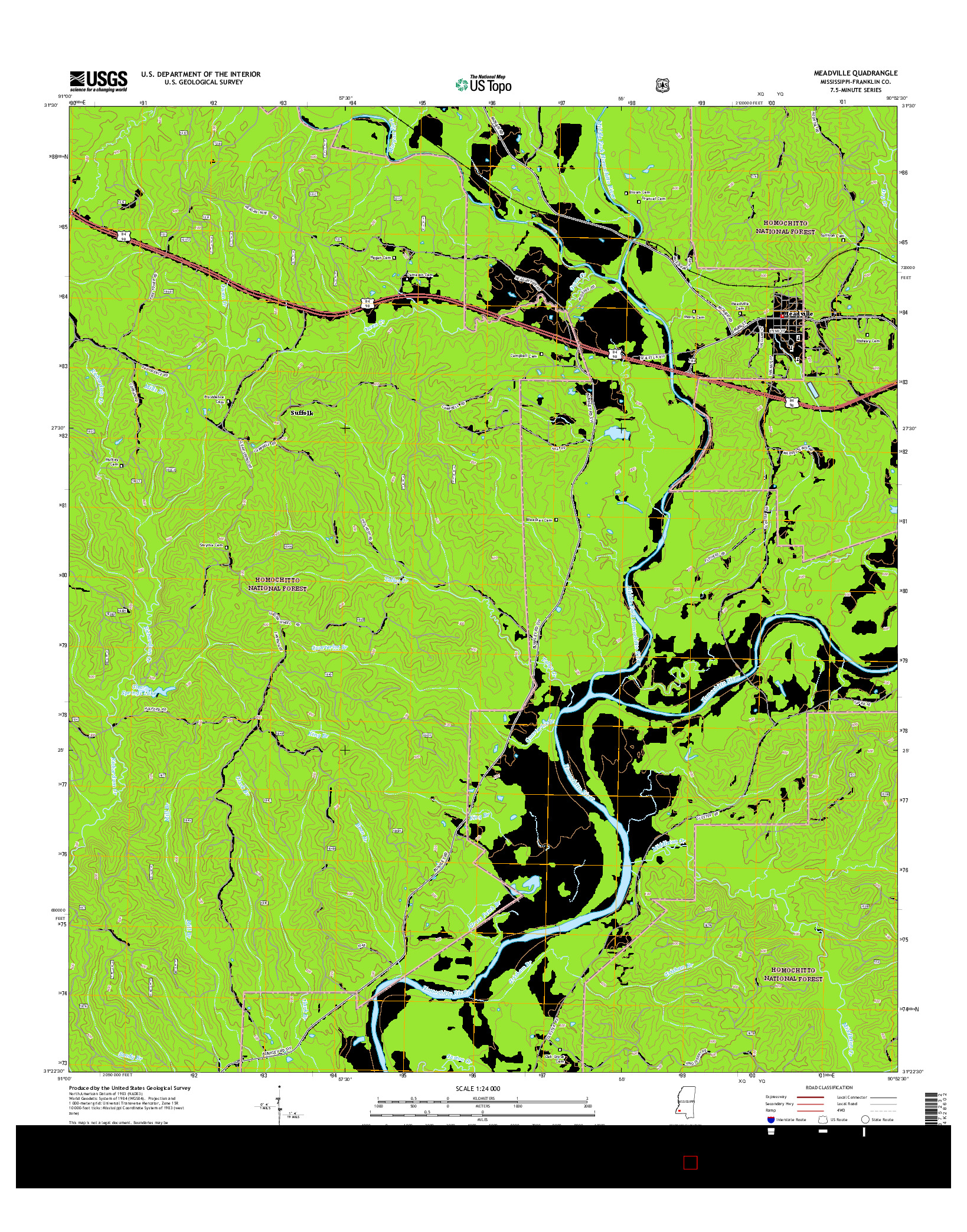 USGS US TOPO 7.5-MINUTE MAP FOR MEADVILLE, MS 2015