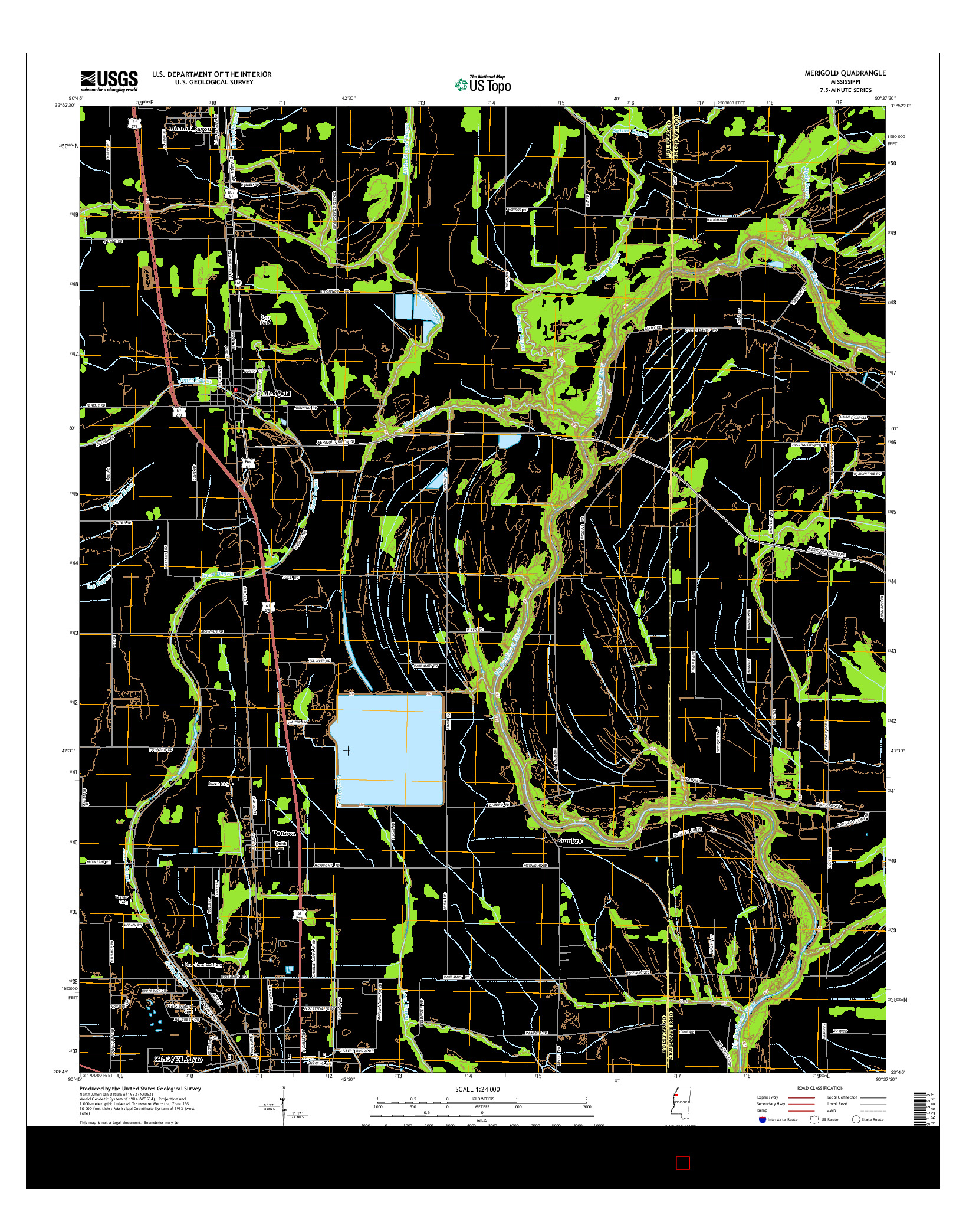 USGS US TOPO 7.5-MINUTE MAP FOR MERIGOLD, MS 2015