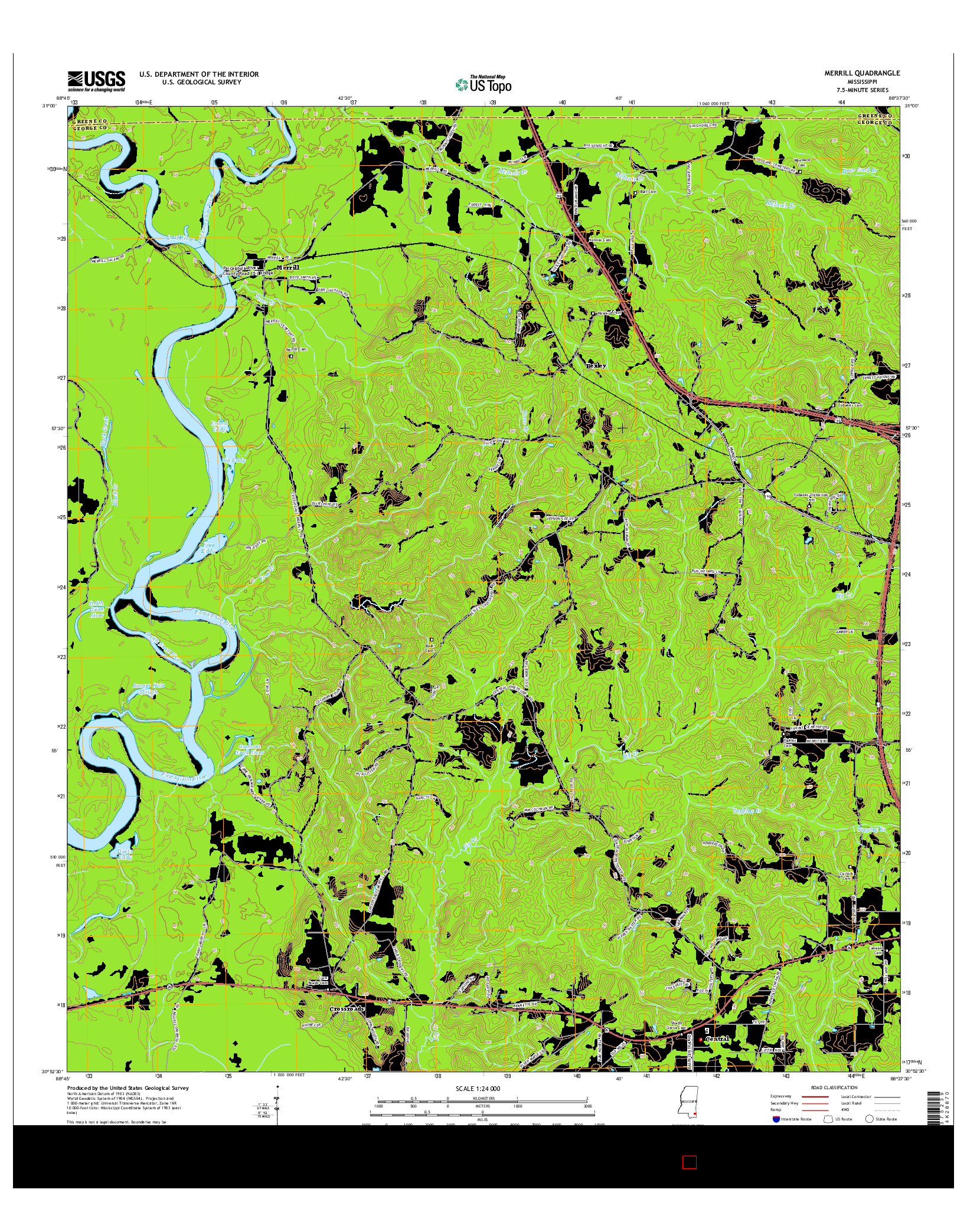 USGS US TOPO 7.5-MINUTE MAP FOR MERRILL, MS 2015