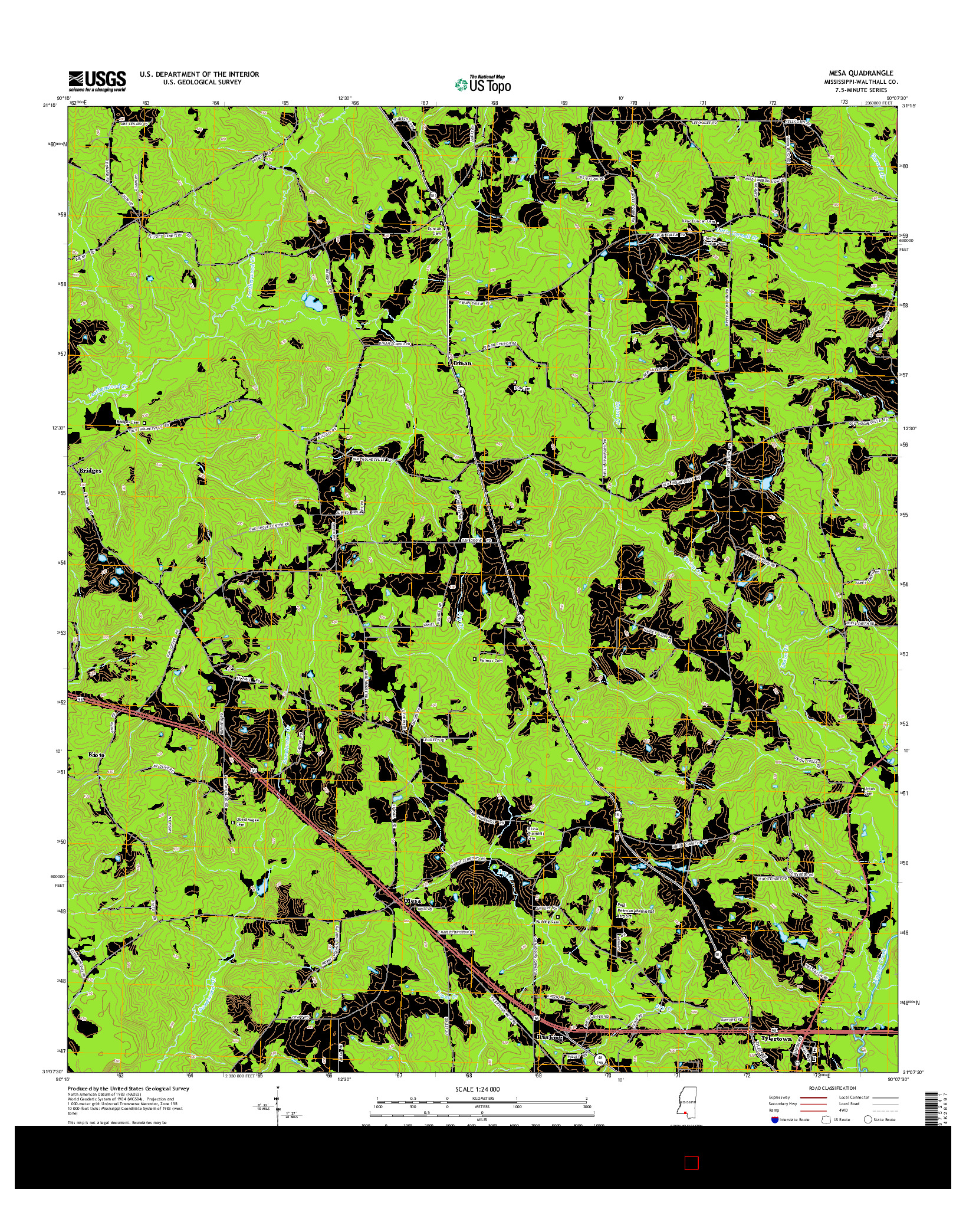 USGS US TOPO 7.5-MINUTE MAP FOR MESA, MS 2015