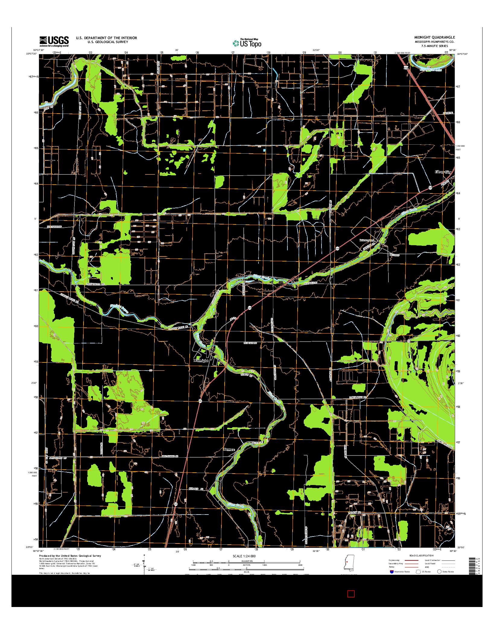 USGS US TOPO 7.5-MINUTE MAP FOR MIDNIGHT, MS 2015