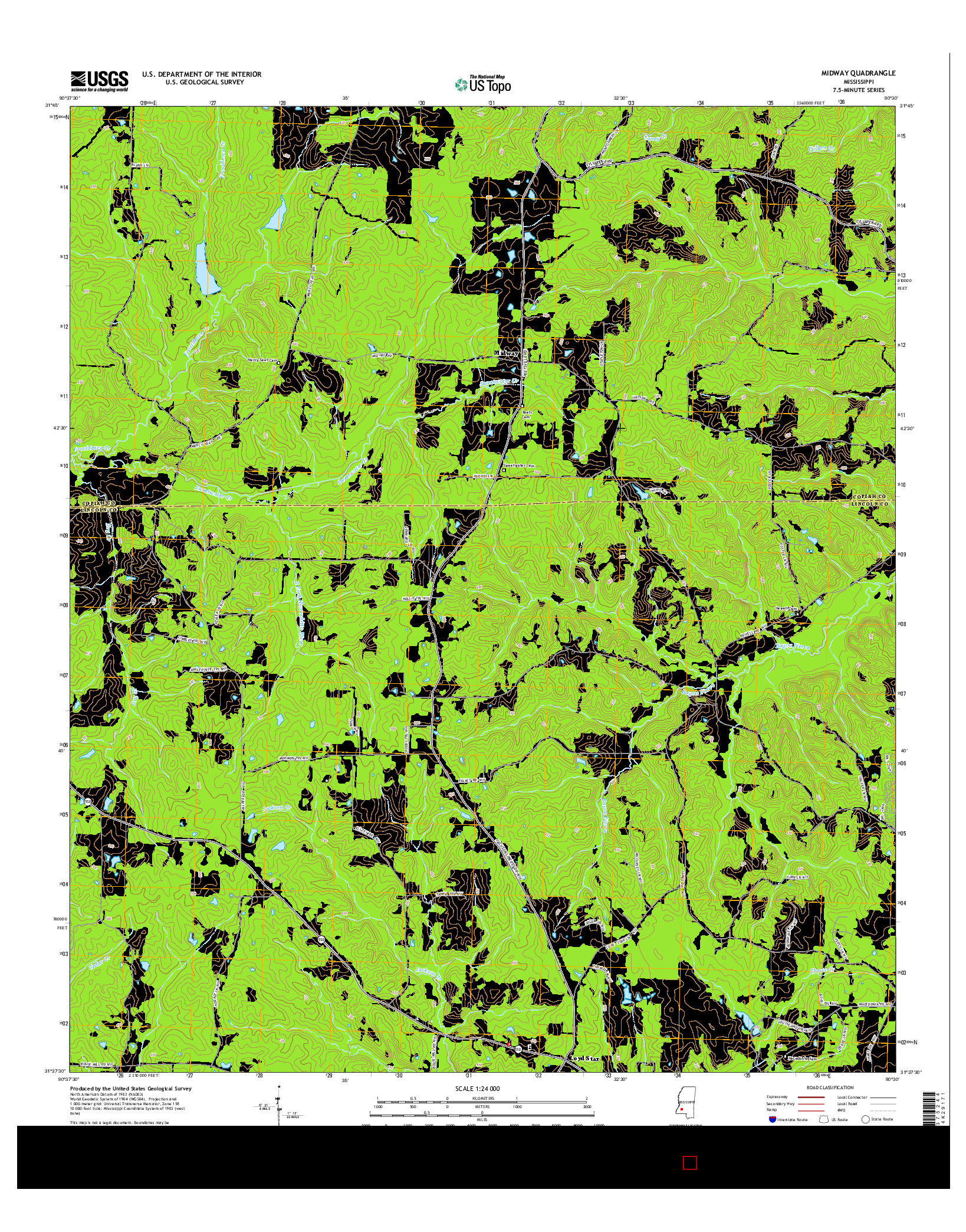 USGS US TOPO 7.5-MINUTE MAP FOR MIDWAY, MS 2015