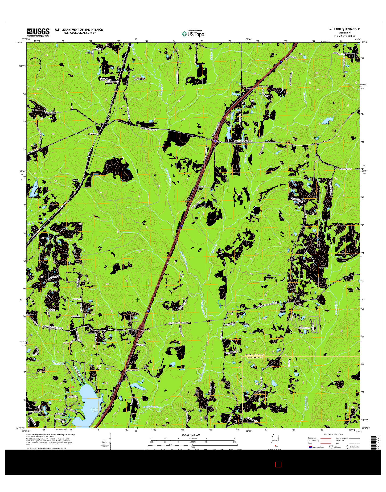 USGS US TOPO 7.5-MINUTE MAP FOR MILLARD, MS 2015