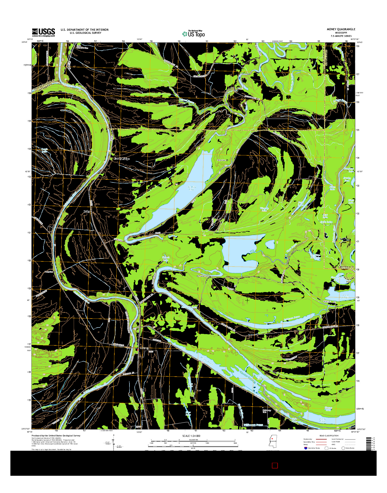 USGS US TOPO 7.5-MINUTE MAP FOR MONEY, MS 2015