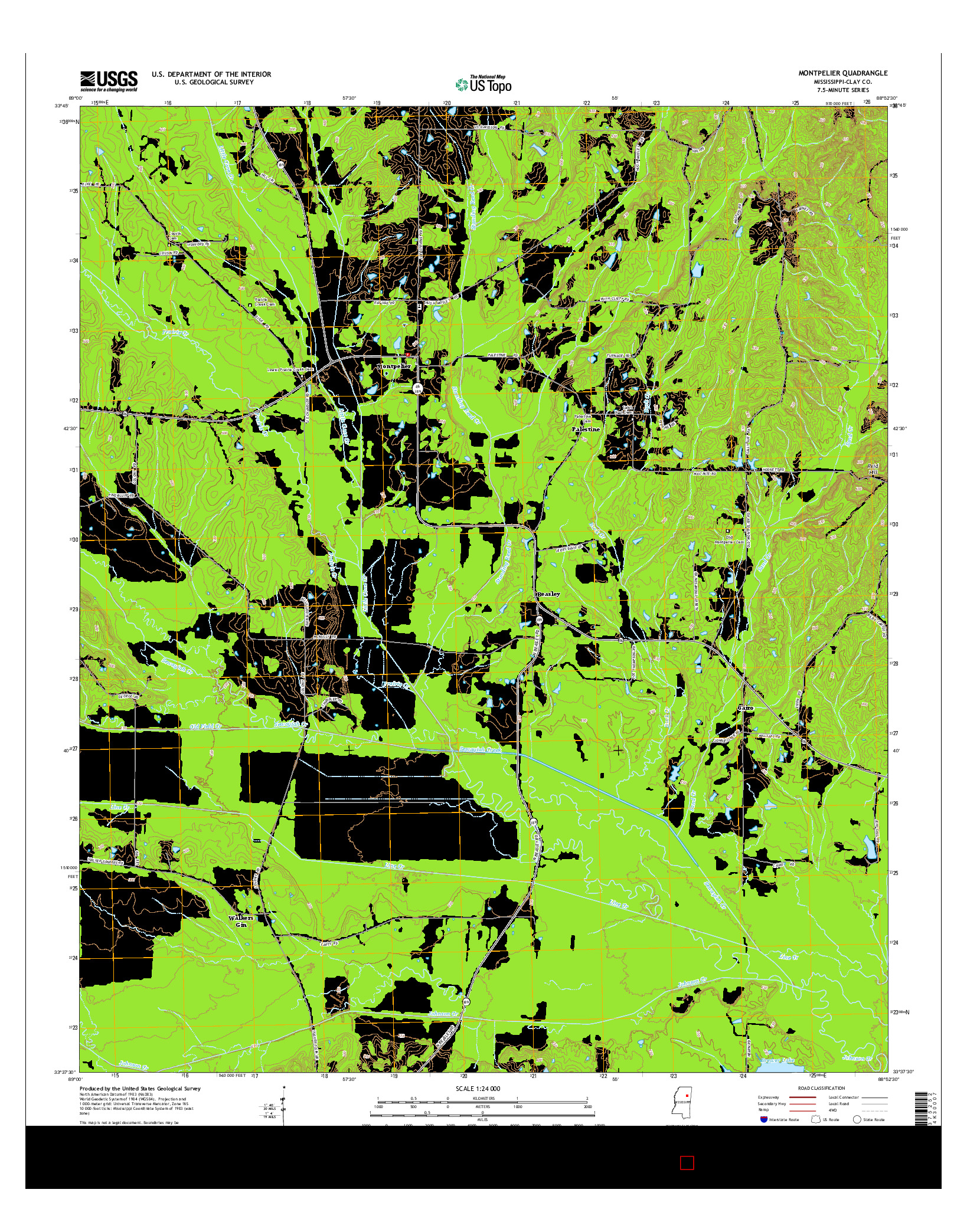 USGS US TOPO 7.5-MINUTE MAP FOR MONTPELIER, MS 2015
