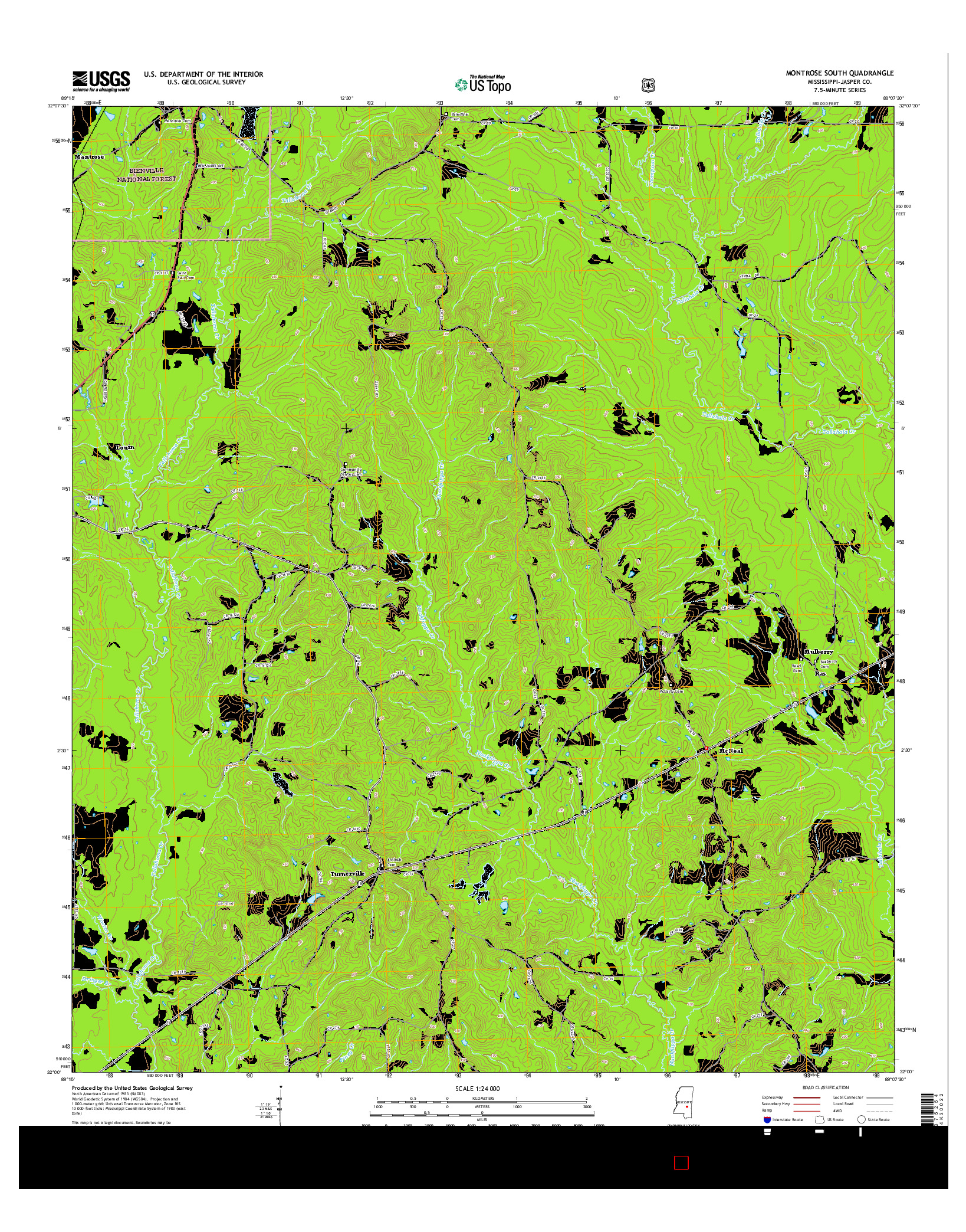 USGS US TOPO 7.5-MINUTE MAP FOR MONTROSE SOUTH, MS 2015