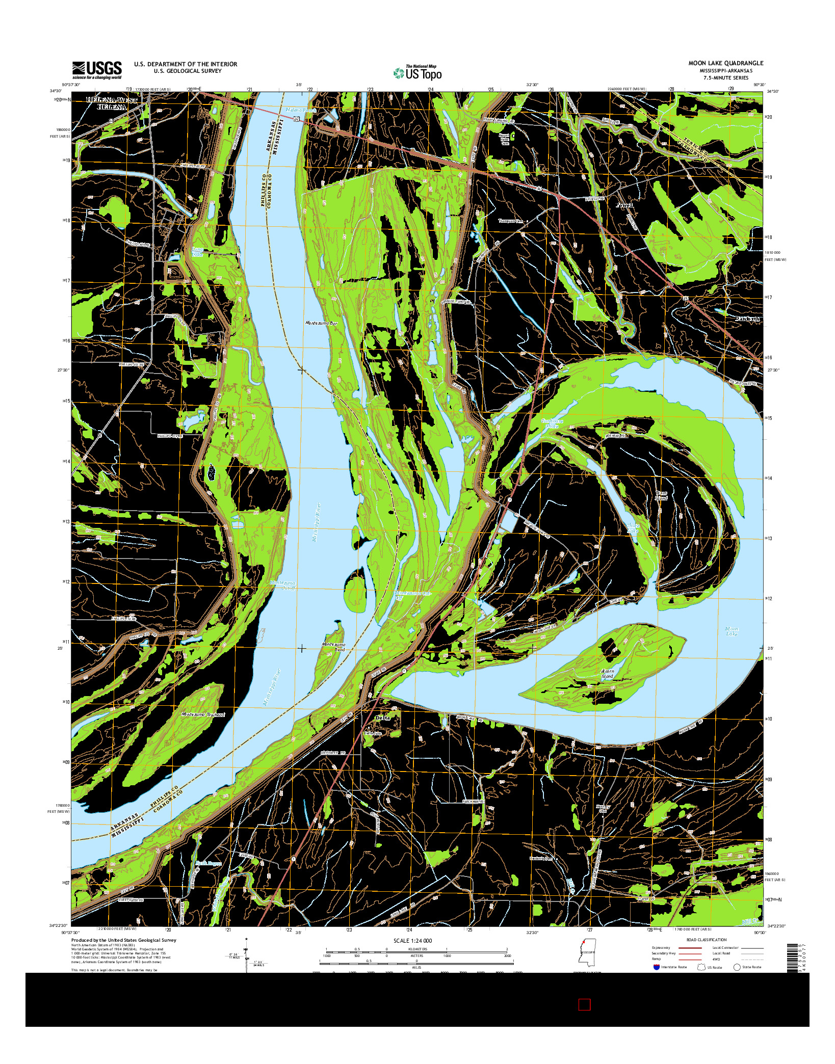 USGS US TOPO 7.5-MINUTE MAP FOR MOON LAKE, MS-AR 2015