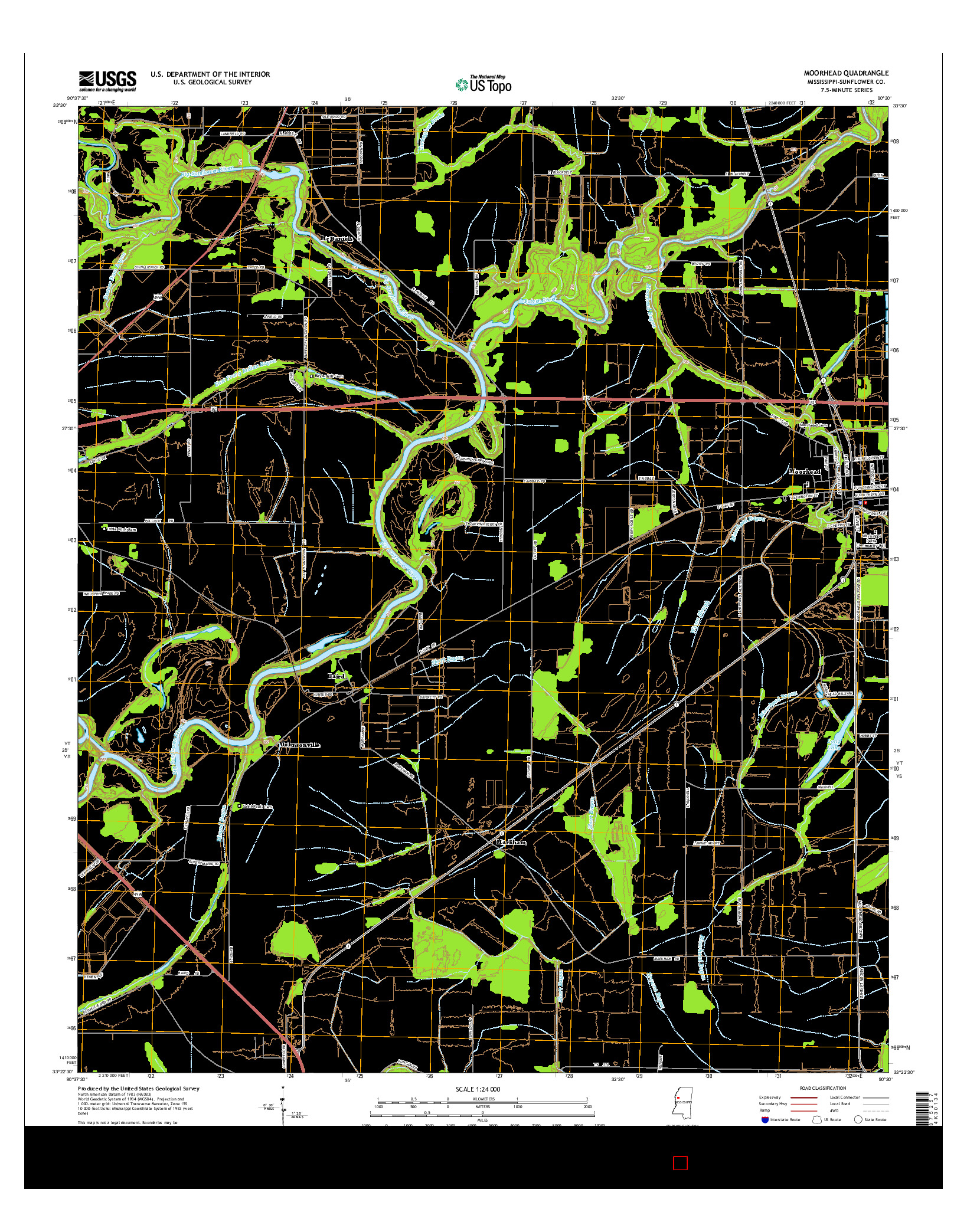 USGS US TOPO 7.5-MINUTE MAP FOR MOORHEAD, MS 2015