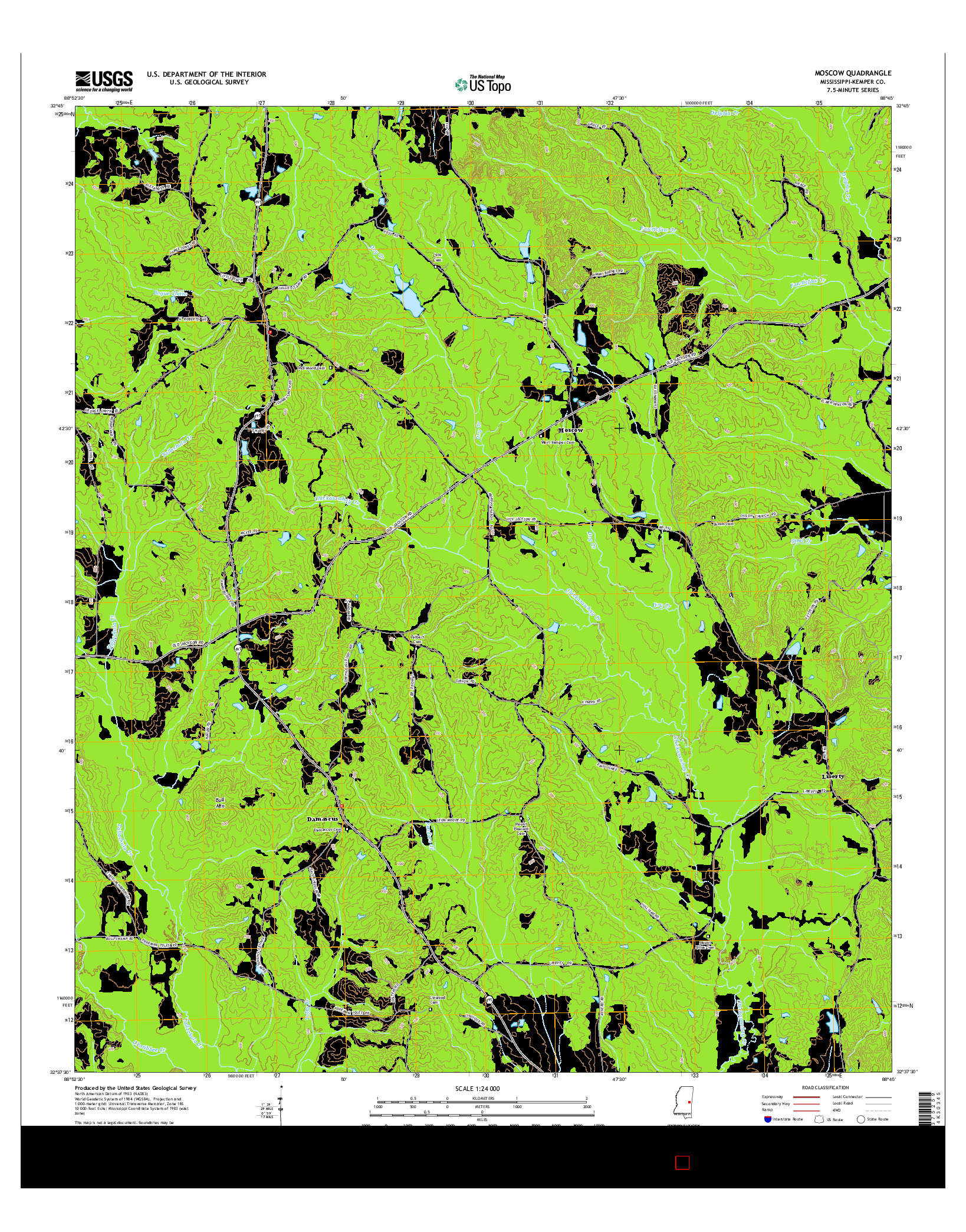 USGS US TOPO 7.5-MINUTE MAP FOR MOSCOW, MS 2015